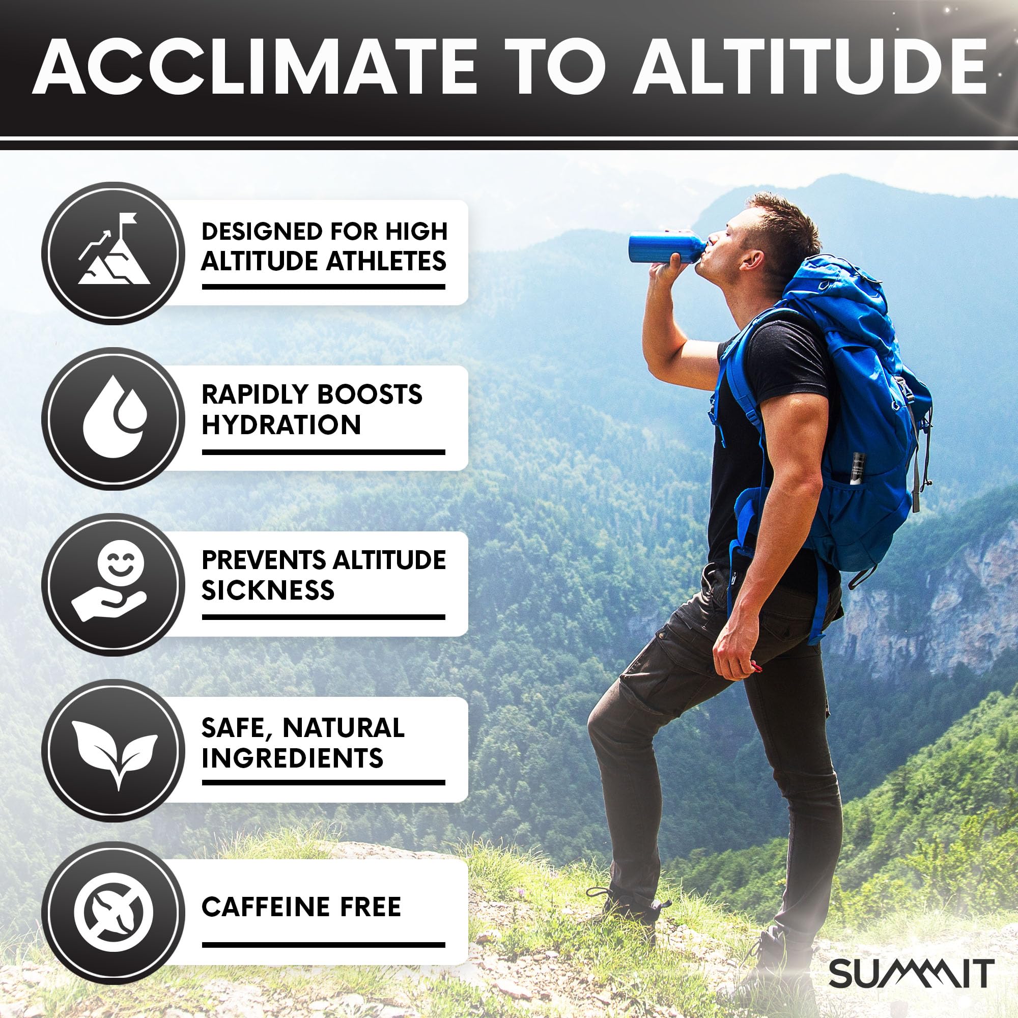 SUMMIT Altitude Sickness Acclimation Tablets (20 Tablets) | Supports Rapid Altitude Acclimation & Recovery | Altitude Sickness P