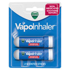 Vicks VapoInhaler, On-the-Go Portable Nasal Inhaler, Non-Medicated, With Refreshing Vicks Vapors, Menthol Scent , 2 Scented Stic