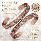 Magnetic Lymph Detox Bracelet: Copper Bracelet for Women Men, 100% Pure Copper Bracelet with 6 Magnets 3500 Gauss - Jewelry Gift