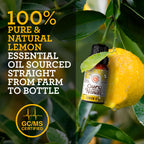 GuruNanda Lemon Essential Oil - 100% Pure, Natural, Undiluted Aromatherapy Oil for Diffusers, Massage & DIY Recipes - Fresh Citr