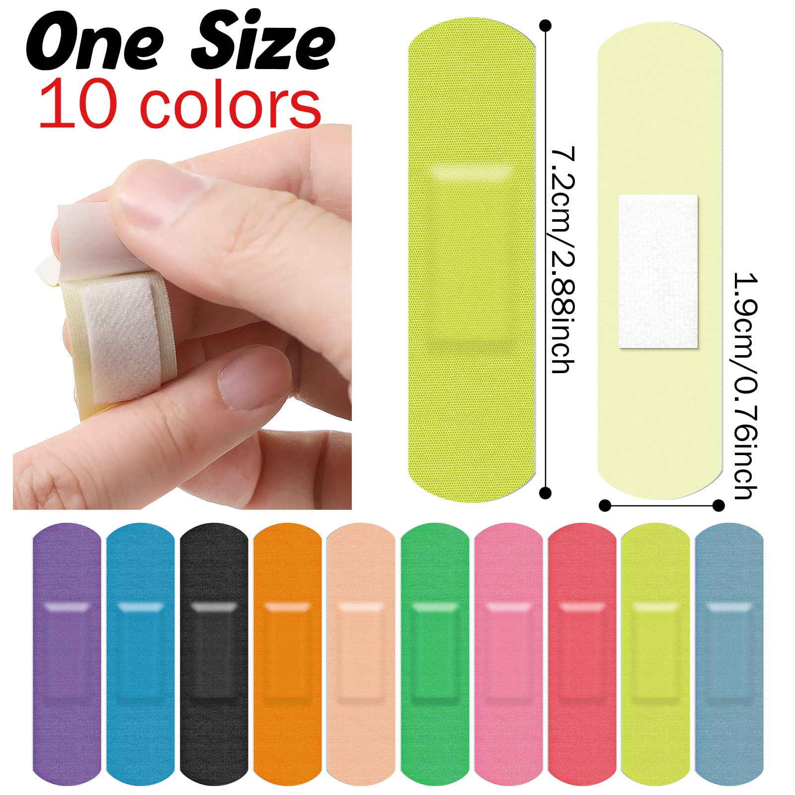 Jetec Flexible Fabric Adhesive Bandages Bulk Colorful Cloth Bandages 10 Colors Flexible Protection & Wound Care Fingertip Slight