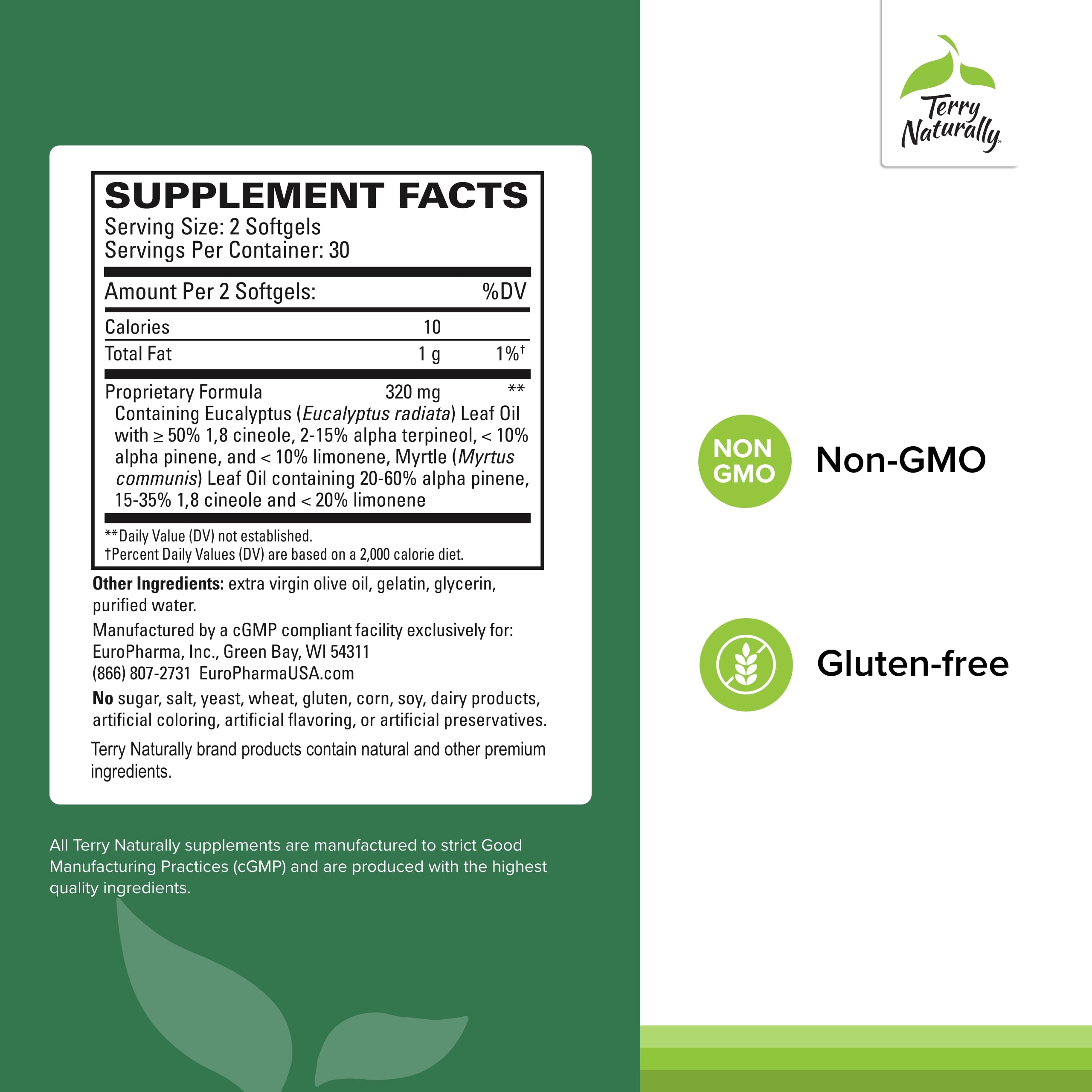 Terry Naturally SinuCare - Bronchial Wellness Support Supplement - Healthy Sinus Aid - Dietary Supplement to Support Healthy Lun