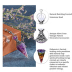 GEHECRST Natural Amethyst Healing Crystal Dowsing Pendulum Reiki Gemstone Chips Orgone Pendulum 6 Faceted Hexagonal Pointed Resi