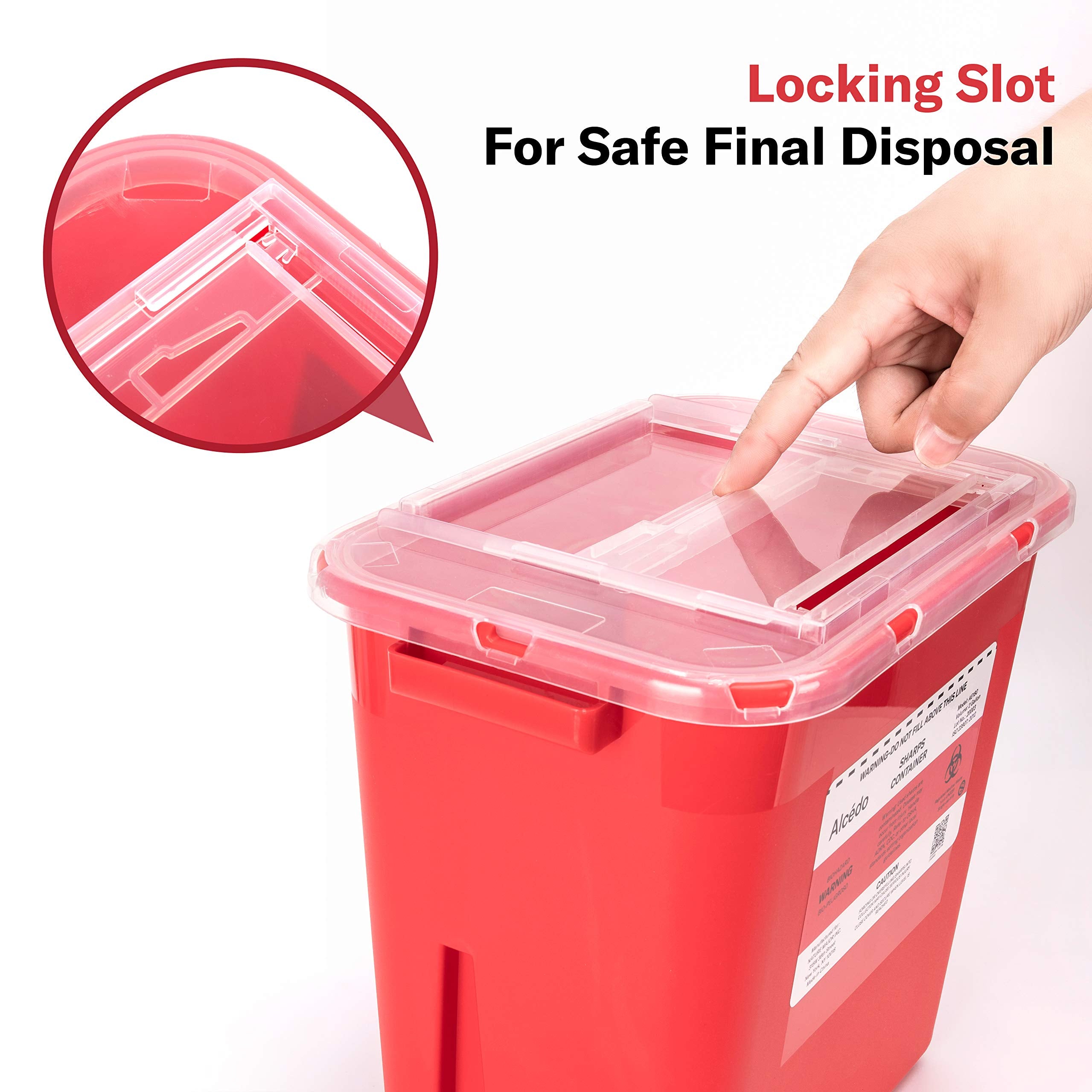 Alcedo Sharps Container for Home Use 2 Gallon (3-Pack), Biohazard Needle and Syringe Disposal, Professional Medical Grade