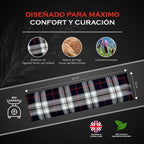 Heat Cushion Neck & Shoulders - Microwave Heat Pad with Elastic Strap - Tartan Cotton Fabric & UK Wheat Heat Bag by Kalore, Blac