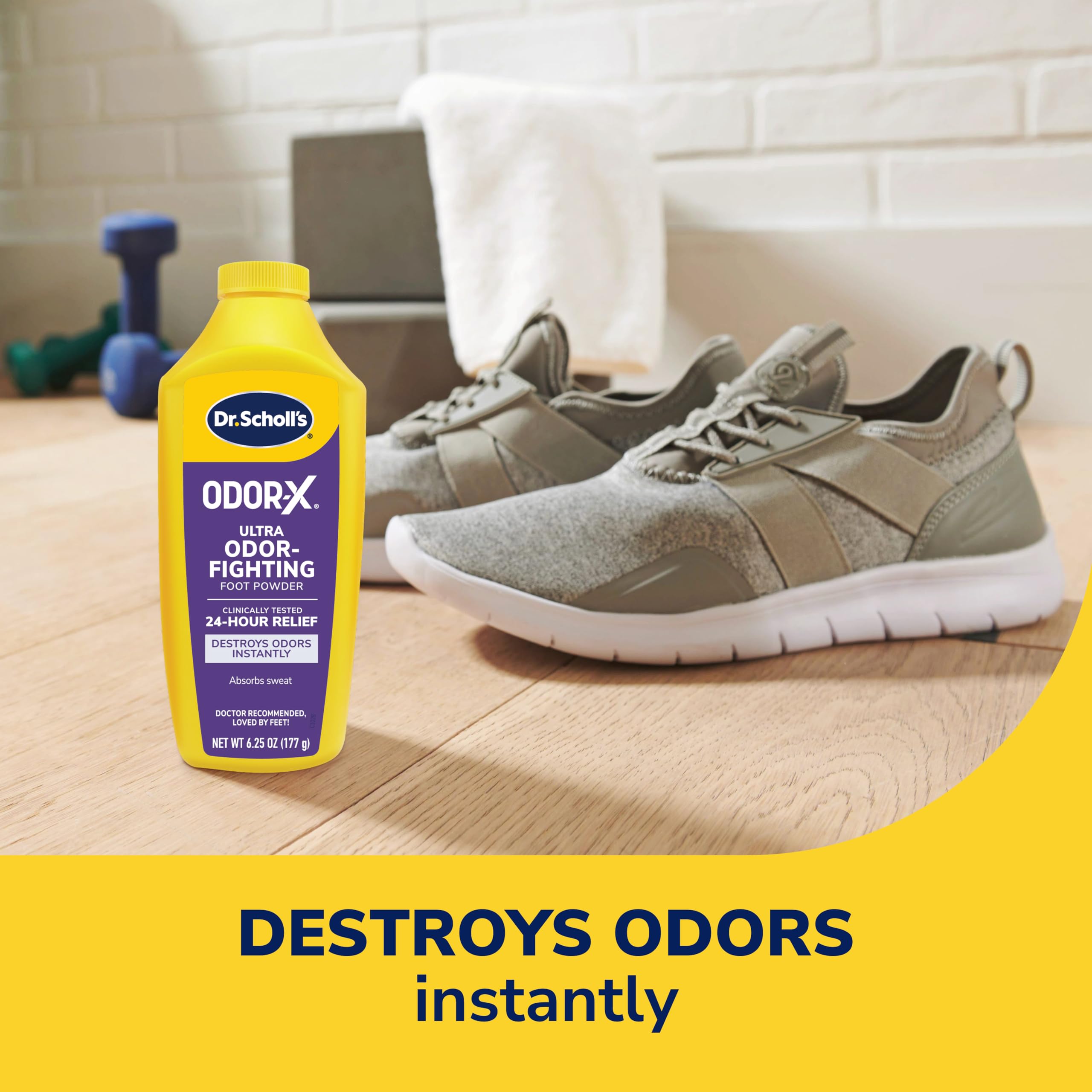 Dr. Scholls Odor-Fighting X Foot Powder, Yellow, 6.25 Ounce (Pack of 3)