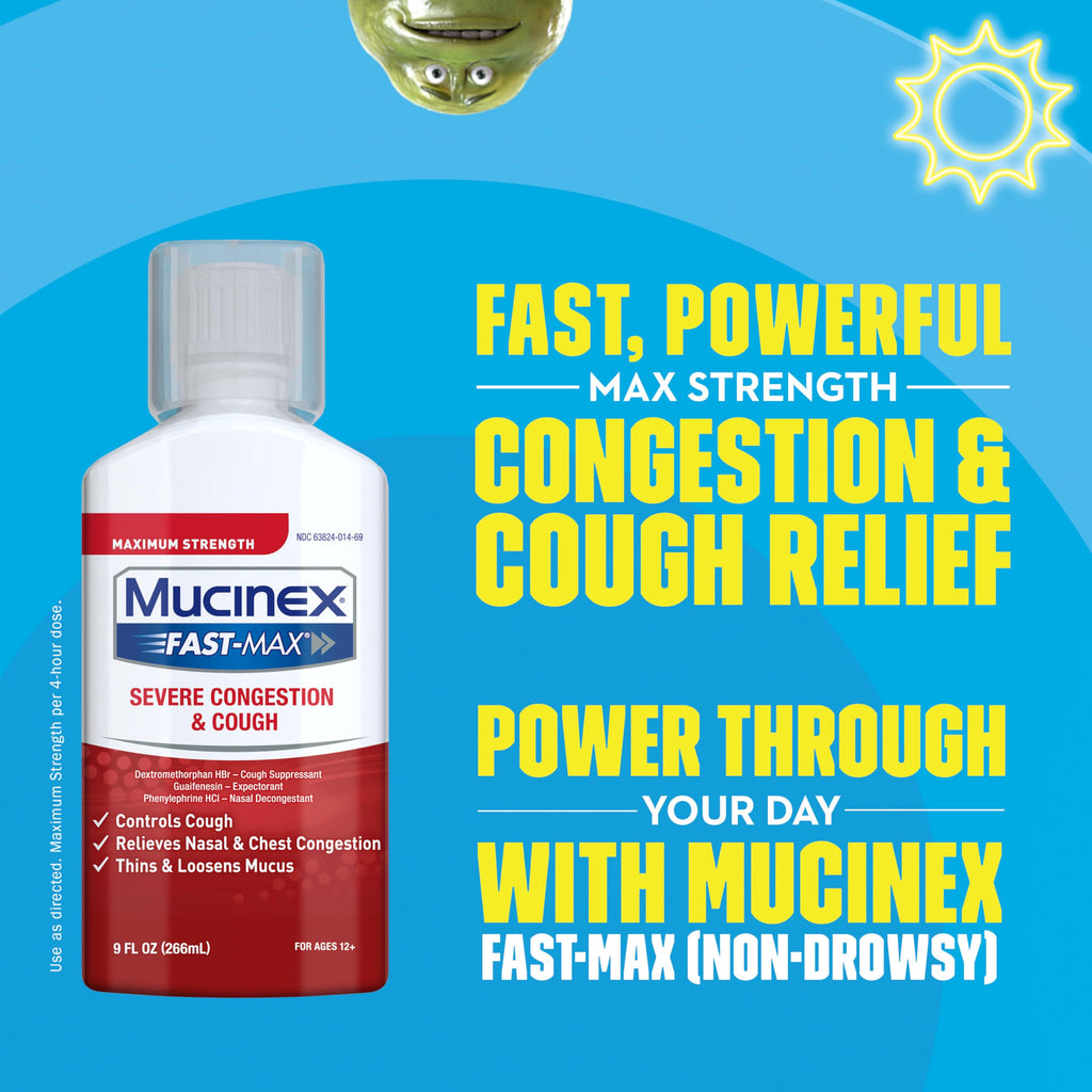 Mucinex Fast-Max Severe Congestion and Cough Liquid, 9 fl. oz., Fast Acting Maximum Strength Formula for Multi-symptom Relief (p