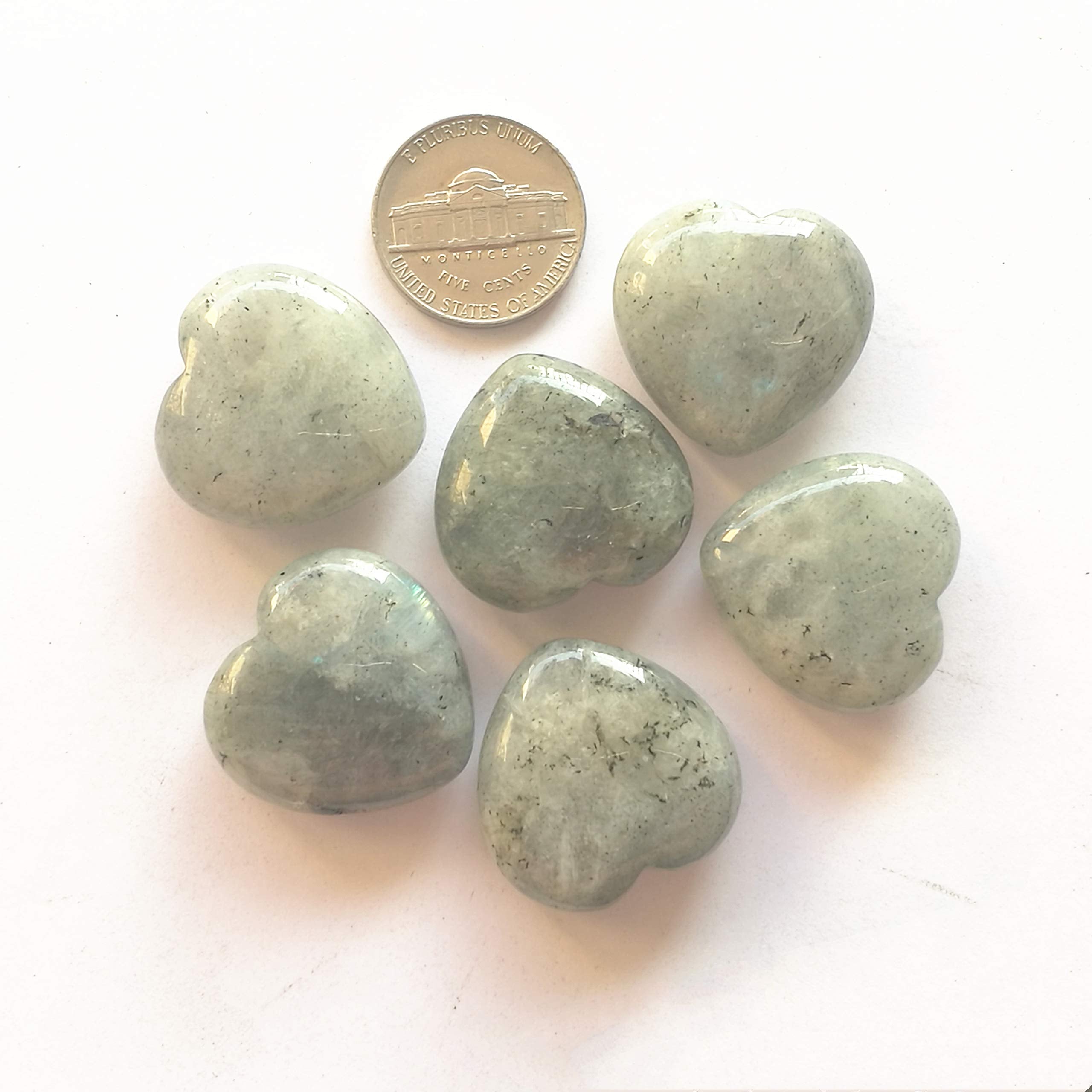 Bacatgem 3 Pcs Natural Moonstone Pocket Palm Thumb Healing Crystal Heart Love Worry Stones,1 inches Reiki Balancing Crystal and