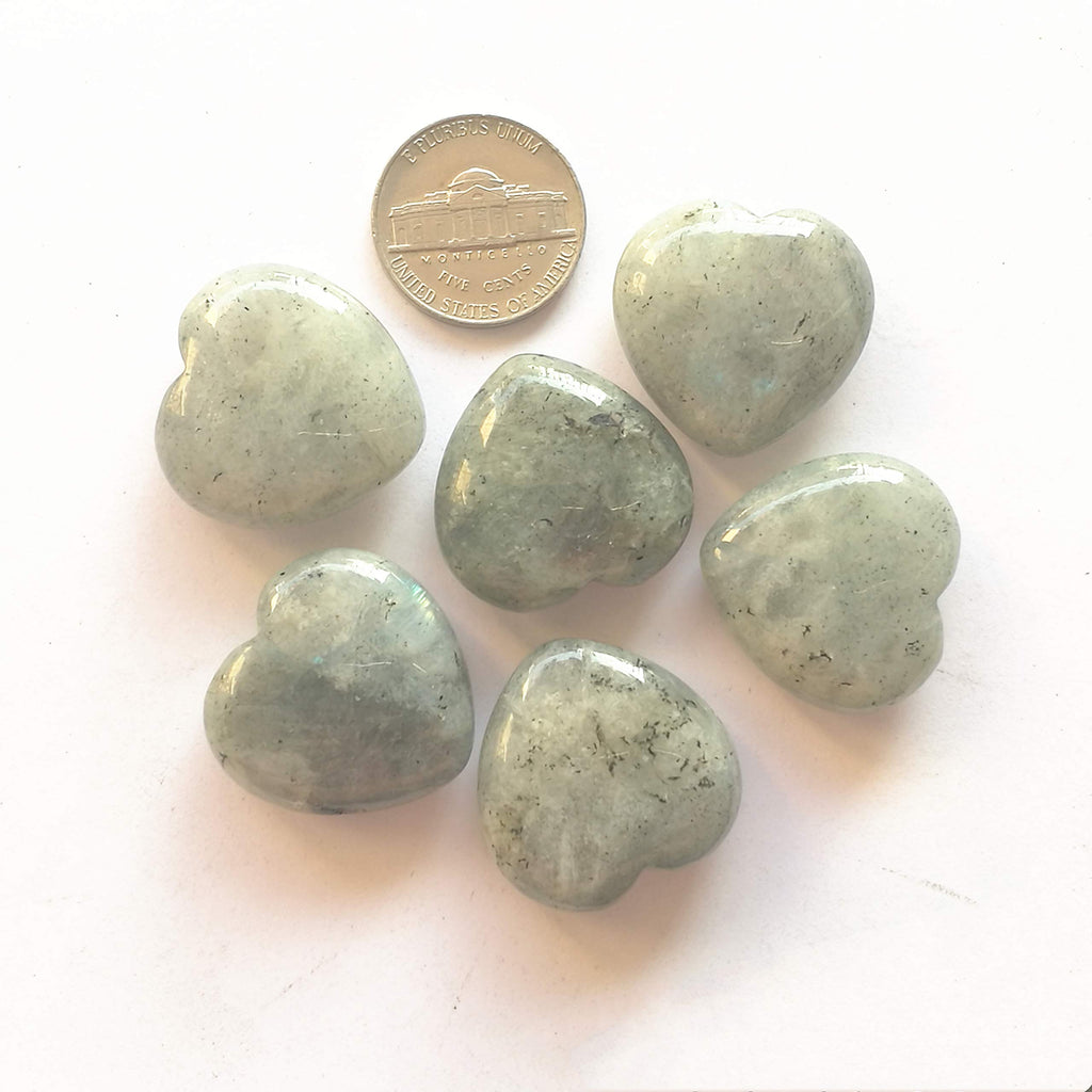 Bacatgem 3 Pcs Natural Moonstone Pocket Palm Thumb Healing Crystal Heart Love Worry Stones,1 inches Reiki Balancing Crystal and