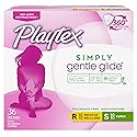 Playtex Simply Gentle Glide Tampons, Multipack (18ct Regular/18ct Super Absorbency), Fragrance-Free - 36ct