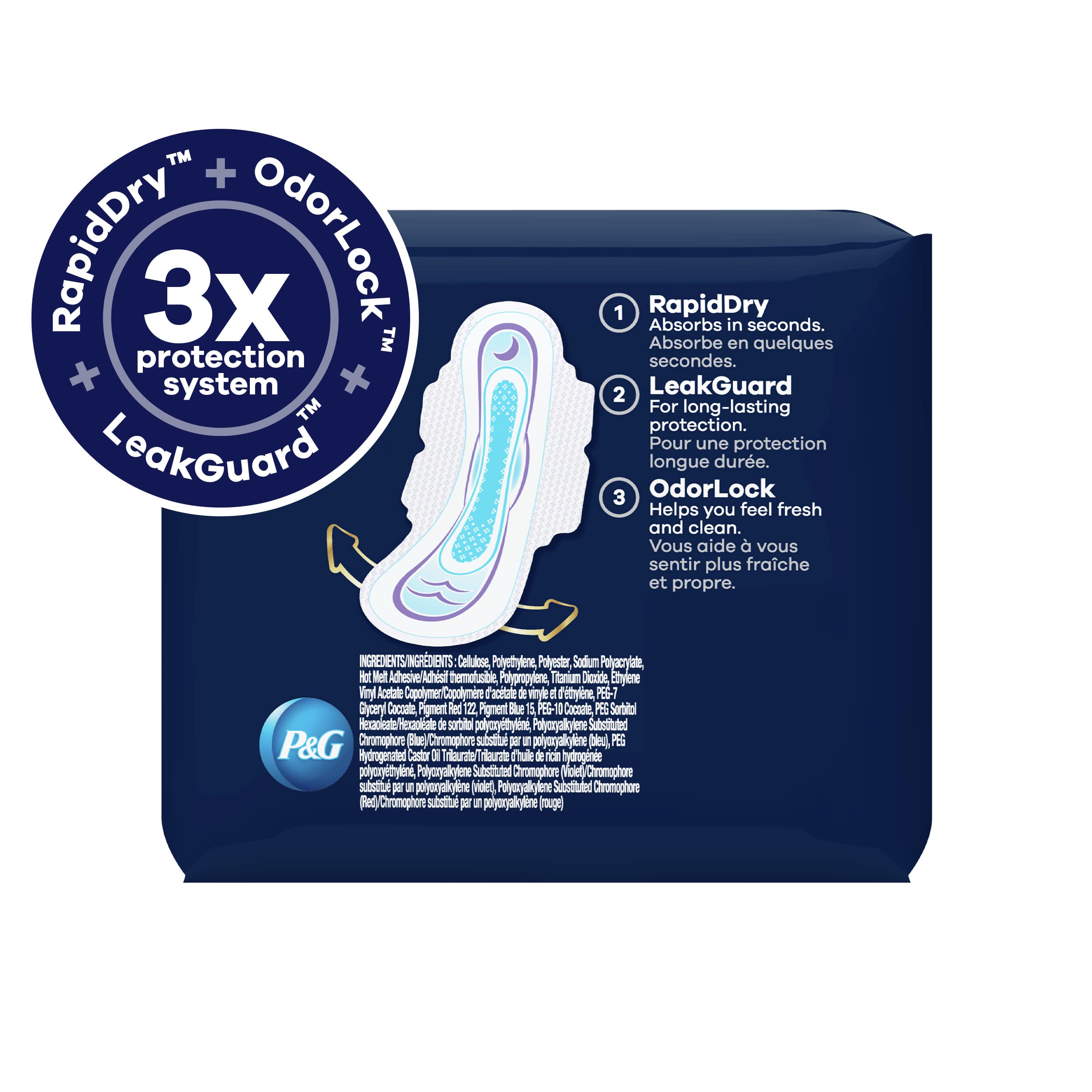 Always Ultra Thin Pads for Women, Size 4 Overnight Absorbency, Unscented with Wings, 26 Count