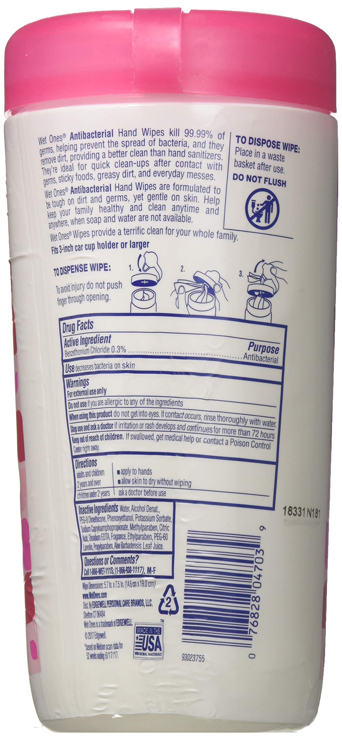 WET ONES Antibacterial Hand Wipes, Fresh Scent 40 Each (Pack of 12)