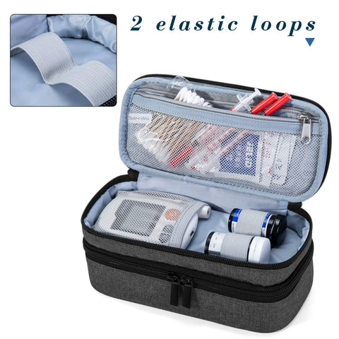 LUXJA 2 Layers Insulin Case with an Ice Pack - Holds 6 Vials (10ml) or 2 Insulin Pens, Diabetic Bag with Supplies Storage Pocket