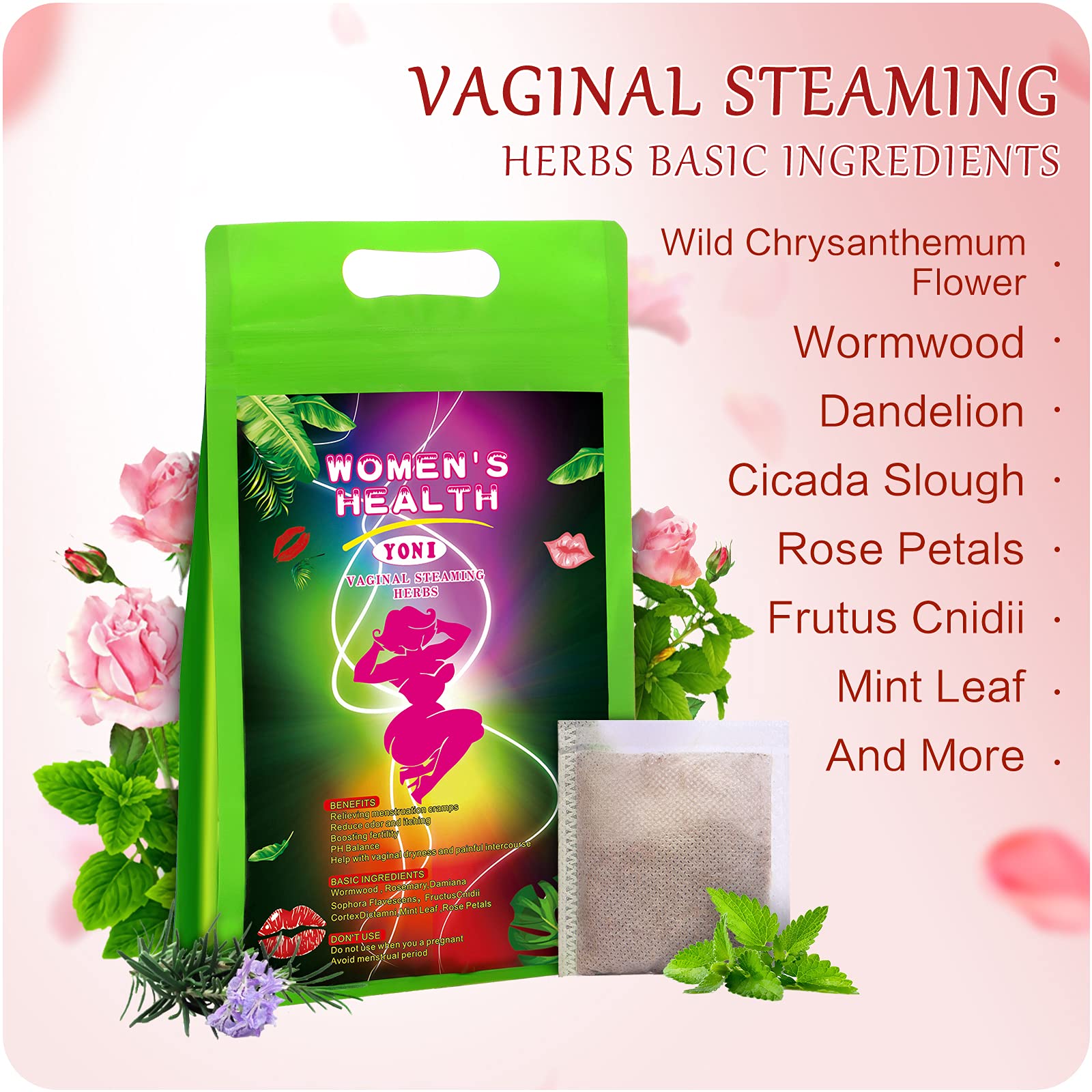 Yoni Steam Herbs for Cleansing(20 Bags), Yoni herbs for Steaming,100% Organic Herbal Blend V Steaming Herbs for Women Cleansing