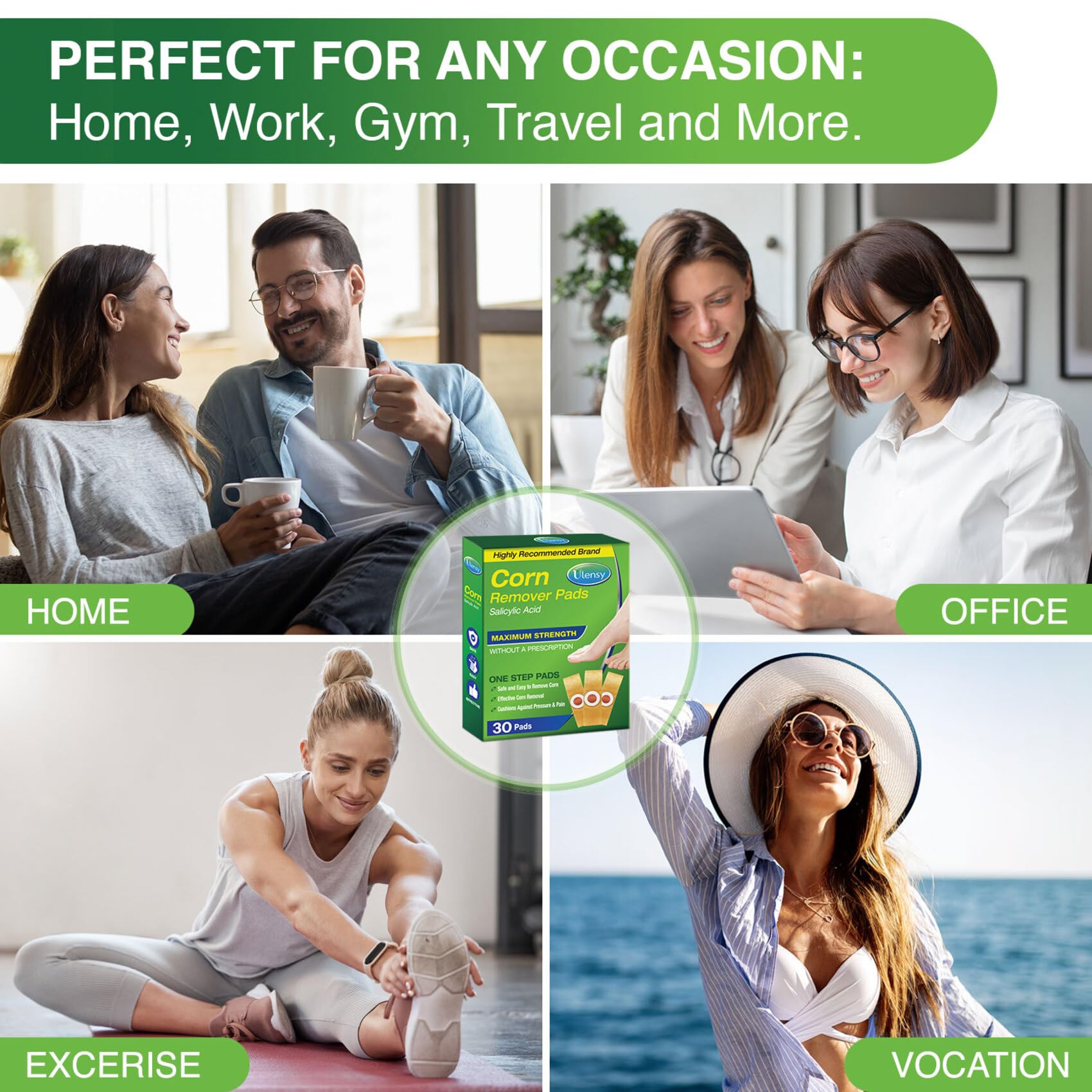 Corn Remover Pads for Feet Toes: 30 Pack 40% Salicylic Acid Extra Strength Treatment - Fast Effective Medicated Bandages for Adu