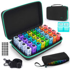 Monthly Pill Organizer 2 Times a Day,Month Pill Box Organizer with 32 Daily Compartments,30 Days Pill Holder with Hard Travel Ca