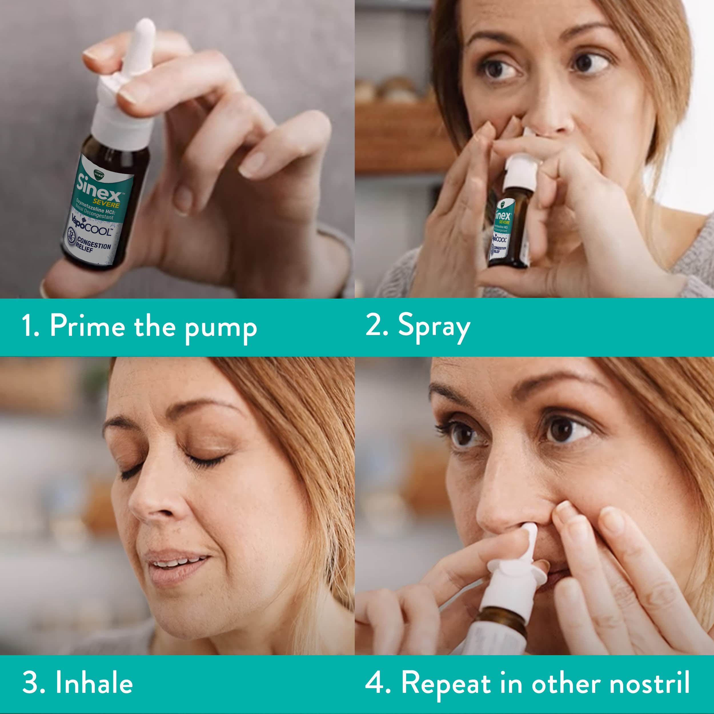 Vicks Sinex SEVERE Nasal Spray with VapoCOOL, Soothing Vicks Vapors, Decongestant Medicine, Relief from Stuffy Nose due to Cold