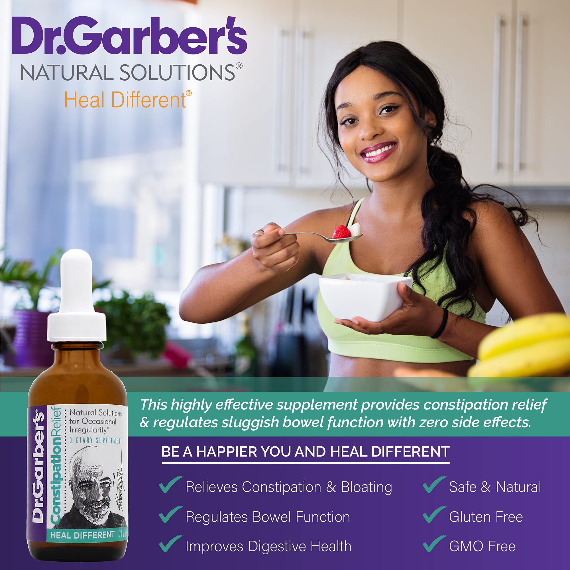 Dr. Garbers Natural Solutions Constipation Relief Oral Drops - Gemmotherapy Liquid Supplement for Gas, Constipation & Bloating