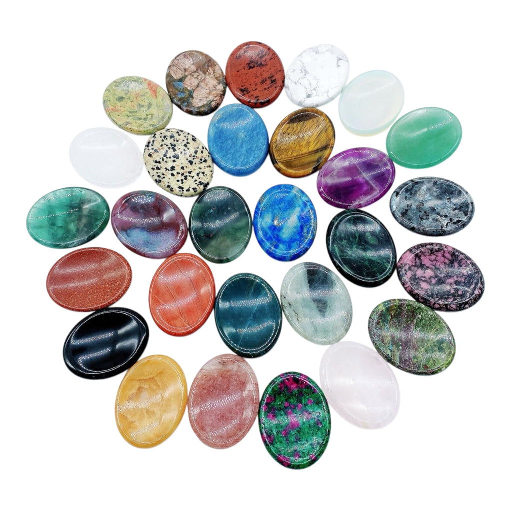 Selenite Worry Stone - Genuine Polished Palm & Thumb Stone for Clarity, Energy Cleansing & Crown Chakra - Travel Gift Crystal