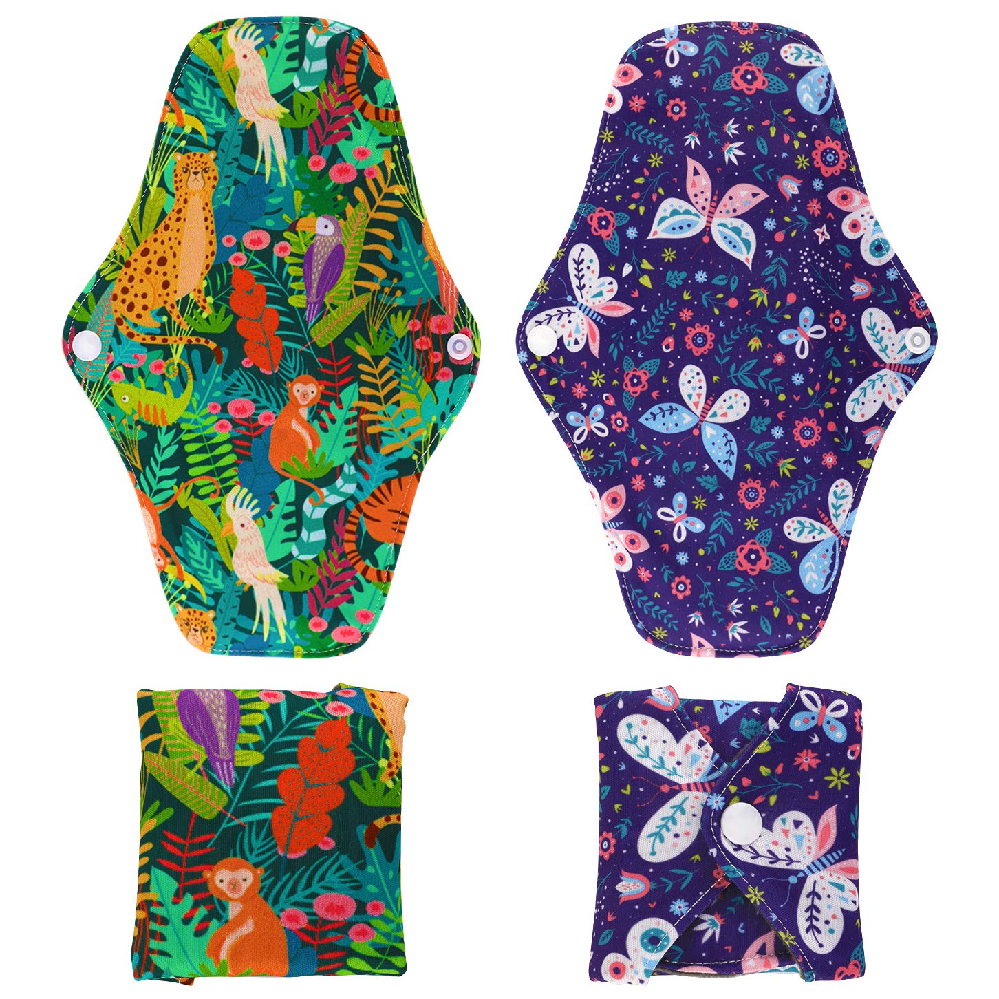 Reusable Menstrual Pads (7 in 1, 25.4cm 4 Layers), Bamboo Cloth Pads for Heavy Flow with Wet Bag, Large Sanitary Pads Set with W