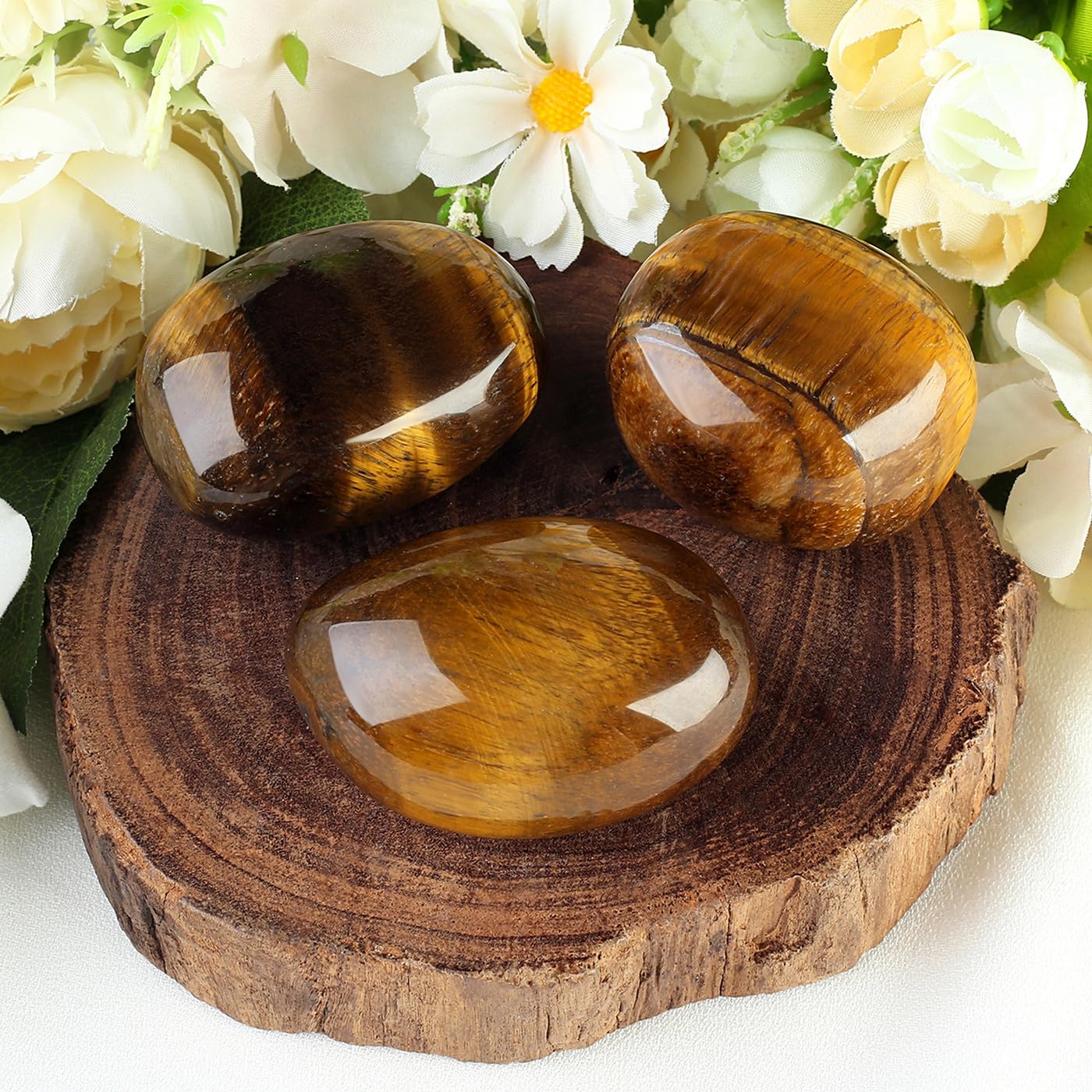MAIBAOTA 1.6-2.0'' Tigers Eye Crystal Large Tiger Eye Stone Reiki Natural Tumbled Polished Stones for Energy Witchcraft Therapy