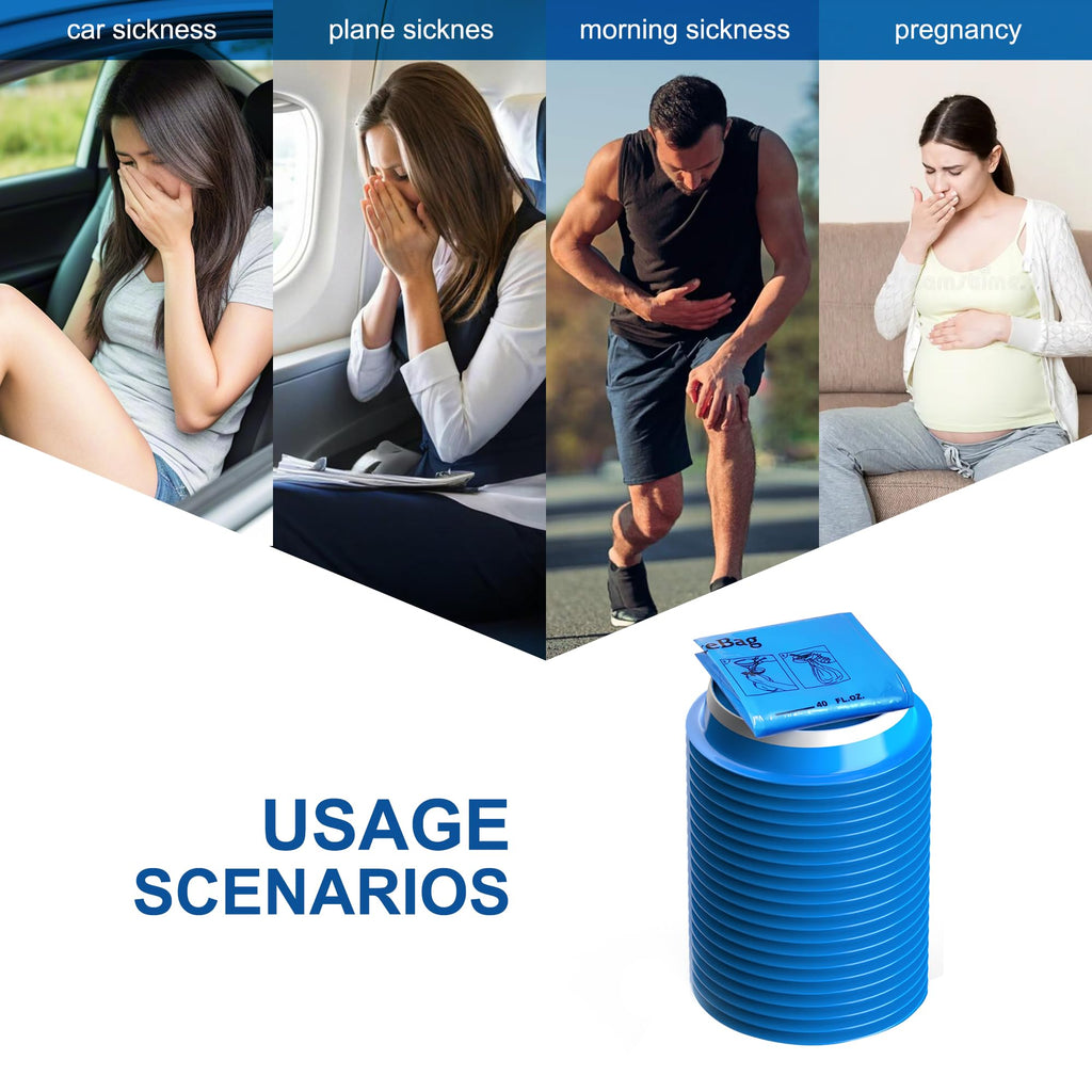 CDThinkingU 50 Pack Vomit Emesis Bags Disposable, Leak Resistant Odor-Proof Throw Up Bags for Travel Motion Sicknes, Pure Barf B
