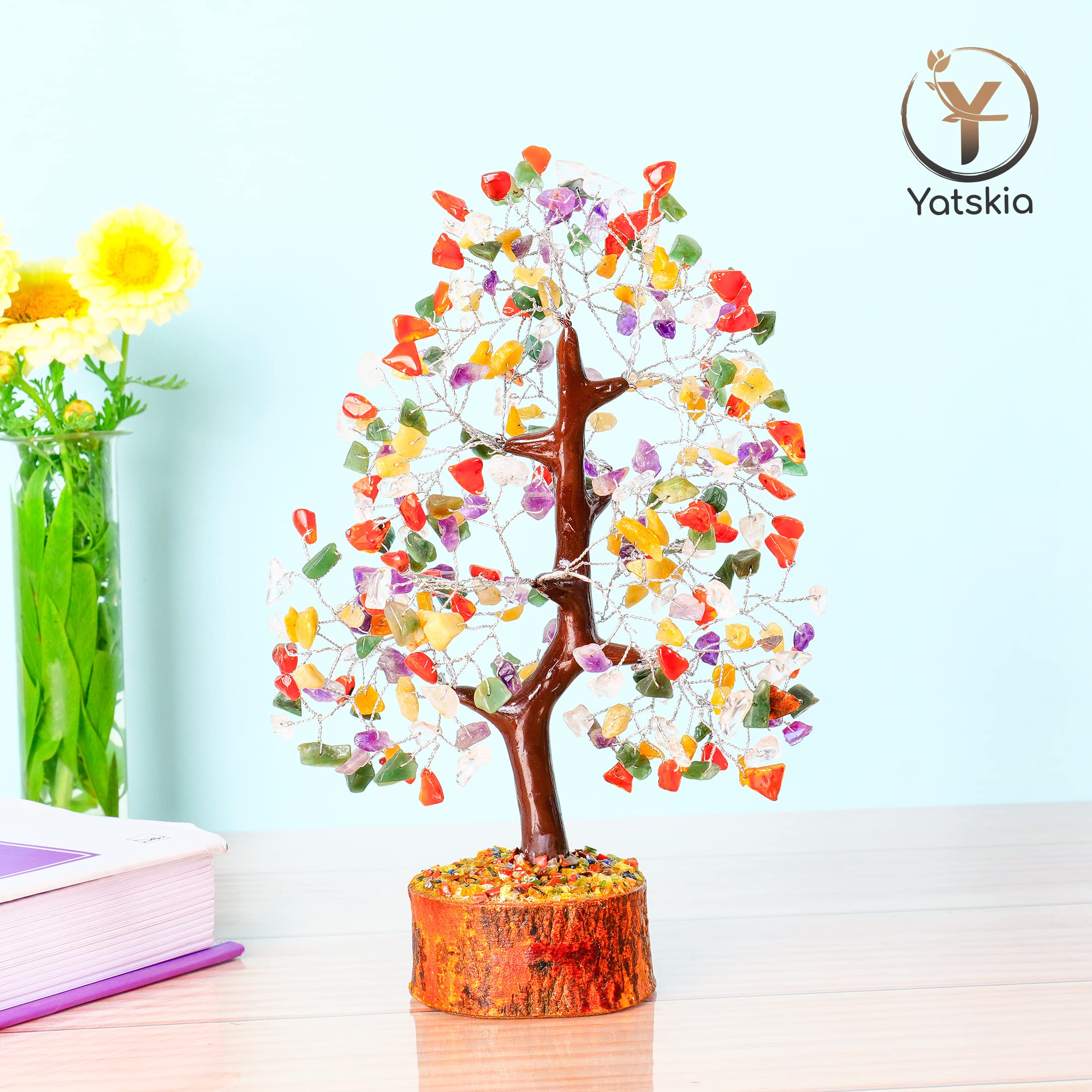 Chakra Tree - Chakra Crystals, Mix Crystal, Money Trees, Tree of Life Chakra, Balancing Tree, Crytals and Gemstones, Good Luck H