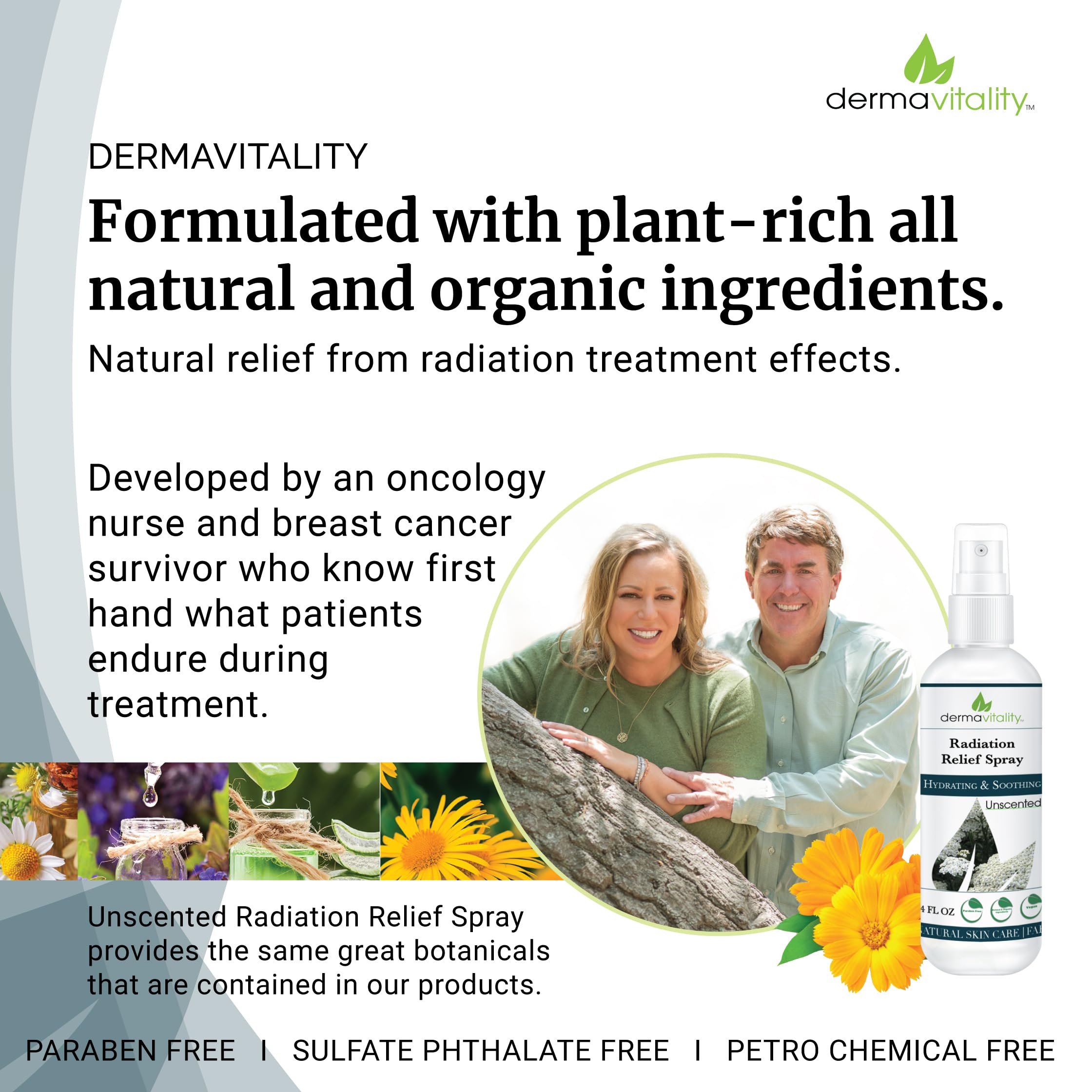 Radiation Burn Relief Spray - Calendula Spray for Radiation Treatment, Unscented, Fragrance Free, Natural Organic Plant Based Mo