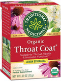 Traditional Medicinals Organic Coat Lemon Echinacea Seasonal Tea, Supports Throat Health & Immune Function, 16 Count, (Pack of 1