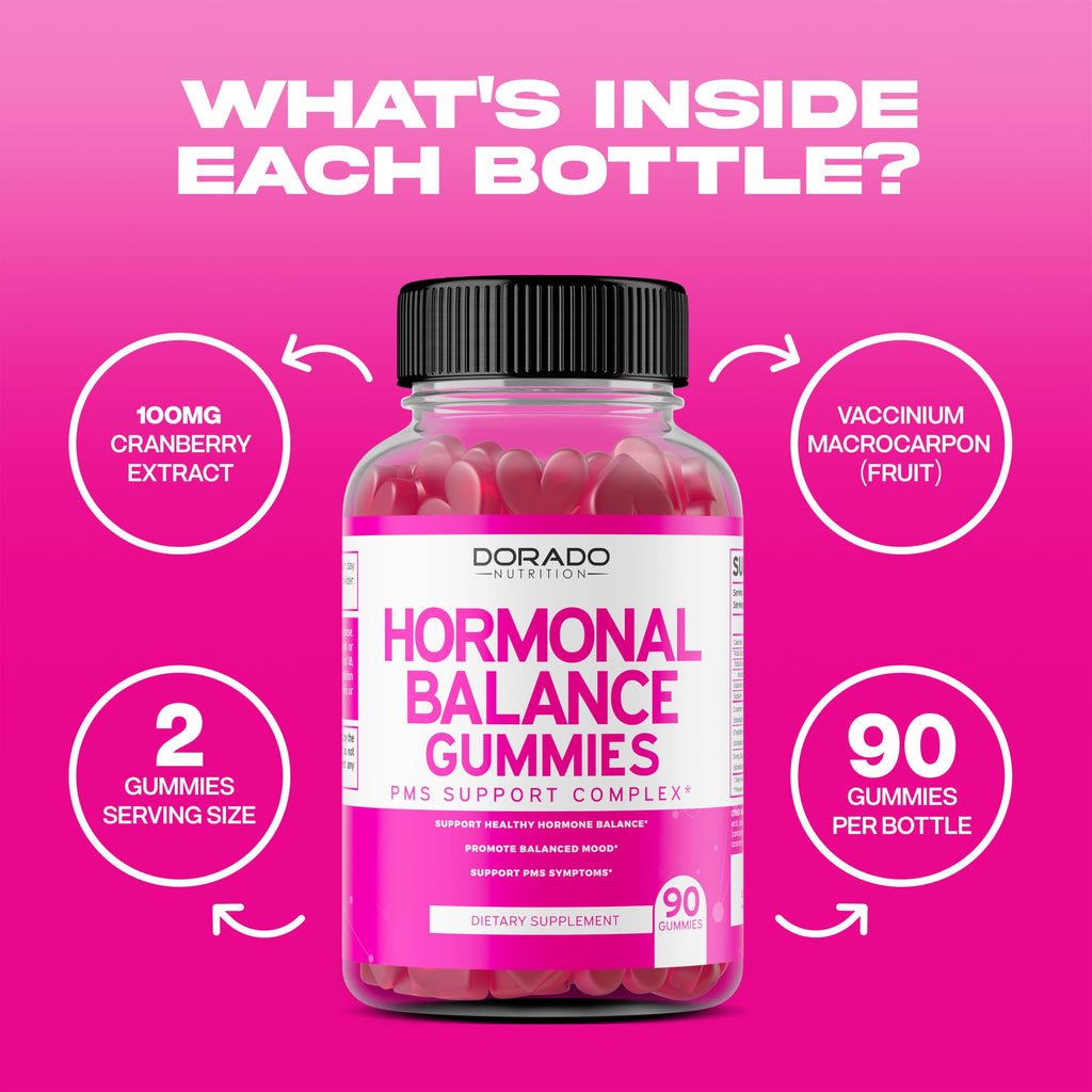 Hormone Balance For Women Gummies & PMS Gummies (90 Count) - Natural Hormone Balance for Women - Cramps, Bloating, Mood Swings,