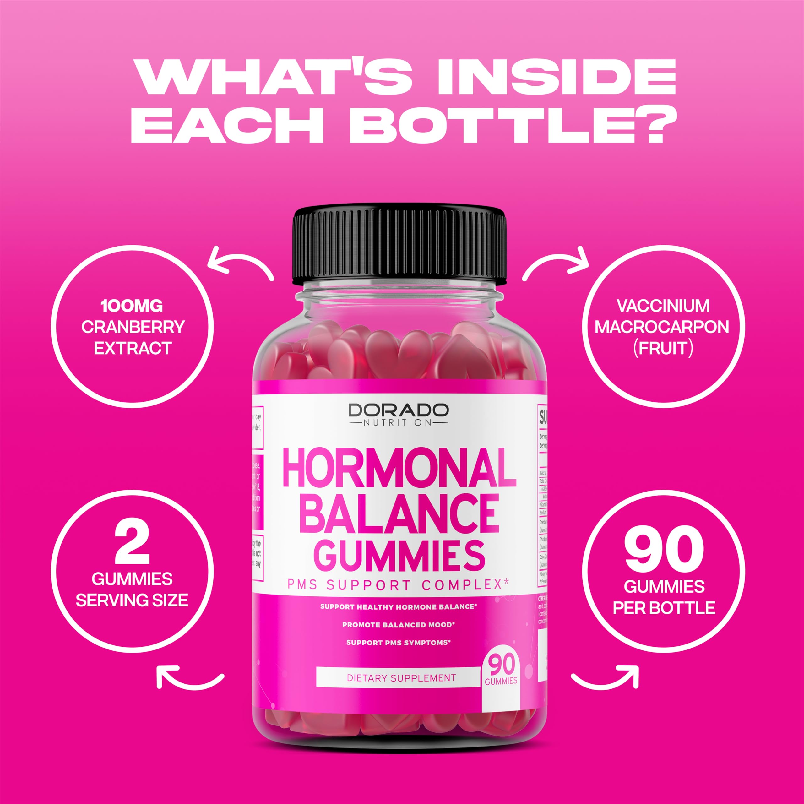 Hormone Balance For Women Gummies & PMS Gummies (90 Count) - Natural Hormone Balance for Women - Cramps, Bloating, Mood Swings,