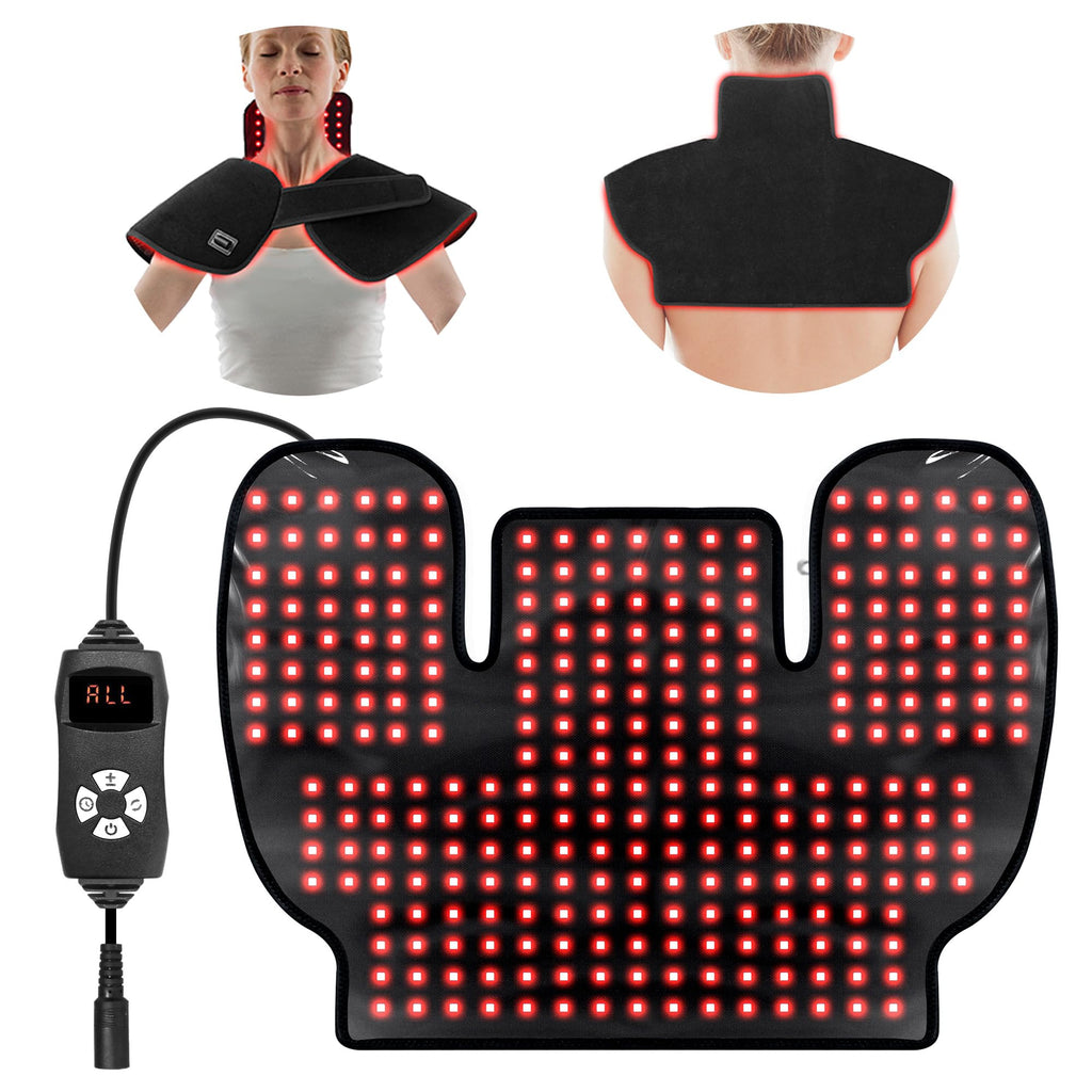 Red Infrared Light Neck Shoulder: Heating Red Light Therapy Device for Body Upper Back, 660nm&850nm Dual-chip LED Wearable Wrap 