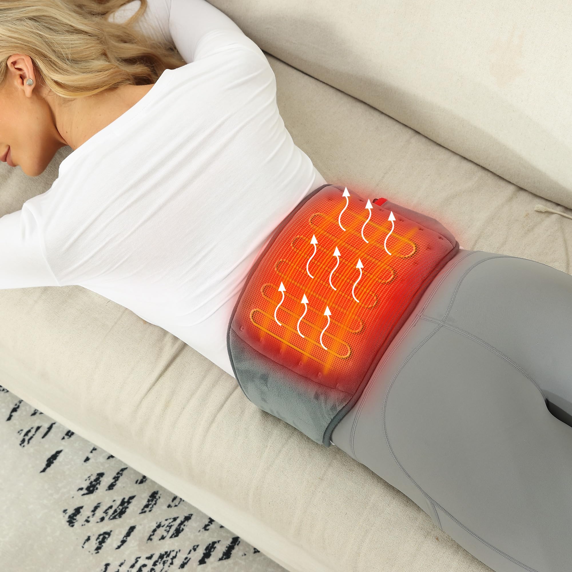 Vofuoti Cordless Heating Pad, Portable Heated Pad with Battery and 3 Heat Settings for Back, Abdomen, Women Men