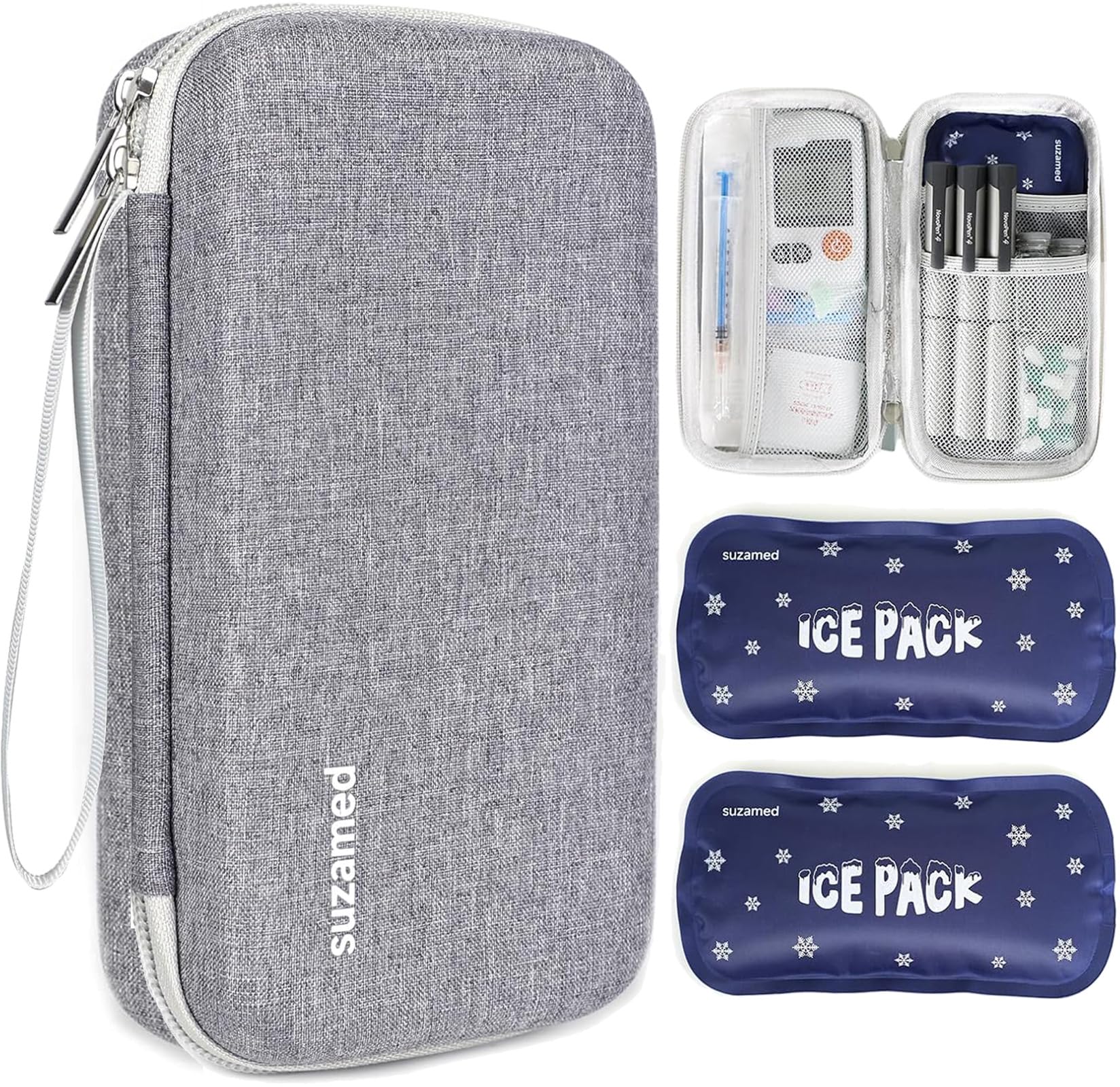 suzamed Insulin Cooler Travel Case,EVA Insulation Travel Medicine Kit with 2 Ice Packs for Diabetes Care,Insulin Pen and Other D