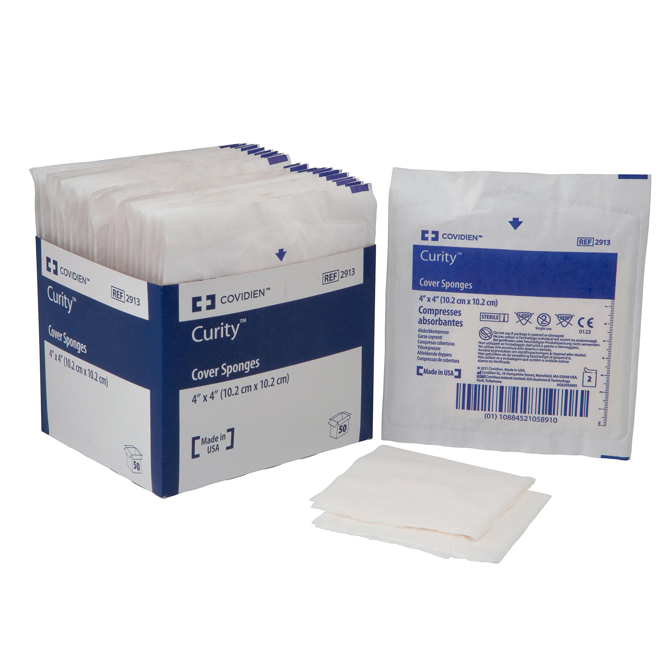 Covidien 2913 Curity Cover Sponge, Sterile 2s in Peel-Back Package, 4 x 4 (Pack of 50)