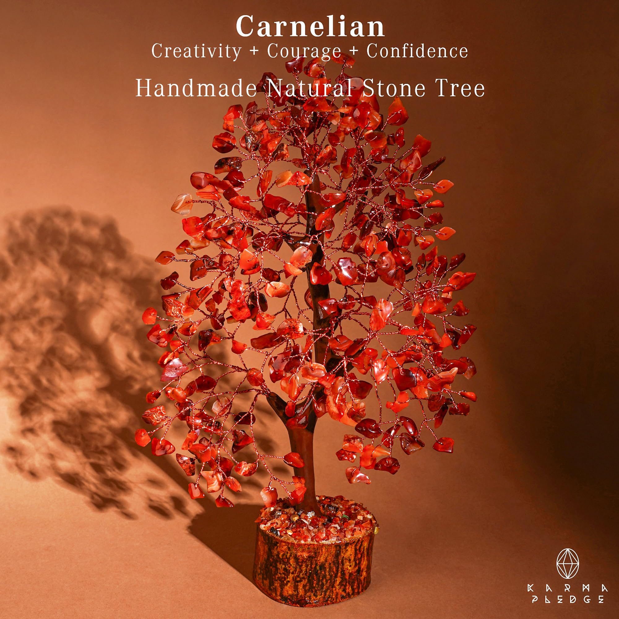 Crystal Tree of Life Carnelian Healing Crystal Trees for Home & Office Decoration, Handmade Crystal Money Bonsai Trees for Posit