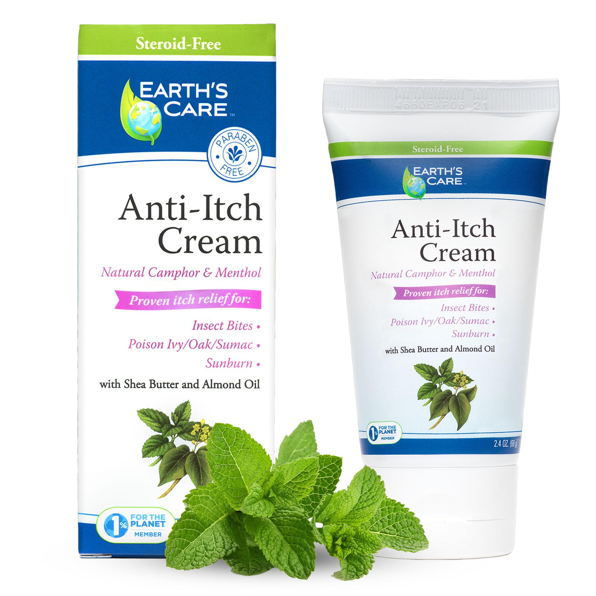 Earths Care Anti-Itch Cream Sport Tube, No Parabens, Steroids, Artificial Colors or Fragrances, Allergy-Tested 1 OZ.