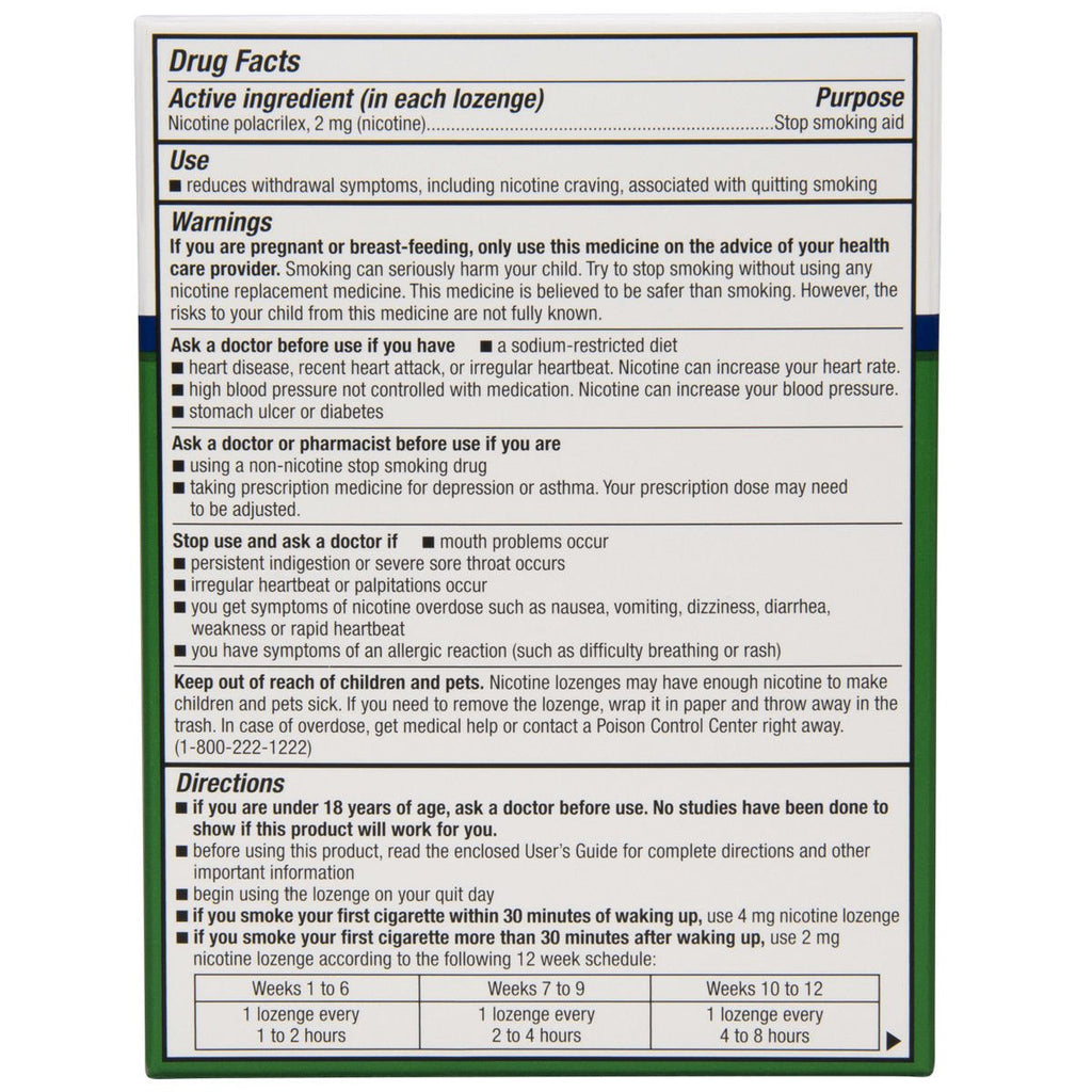 Equate Nicotine Lozenge Stop Smoking Aid, Mint Flavor 2 mg, 108 Lozenges