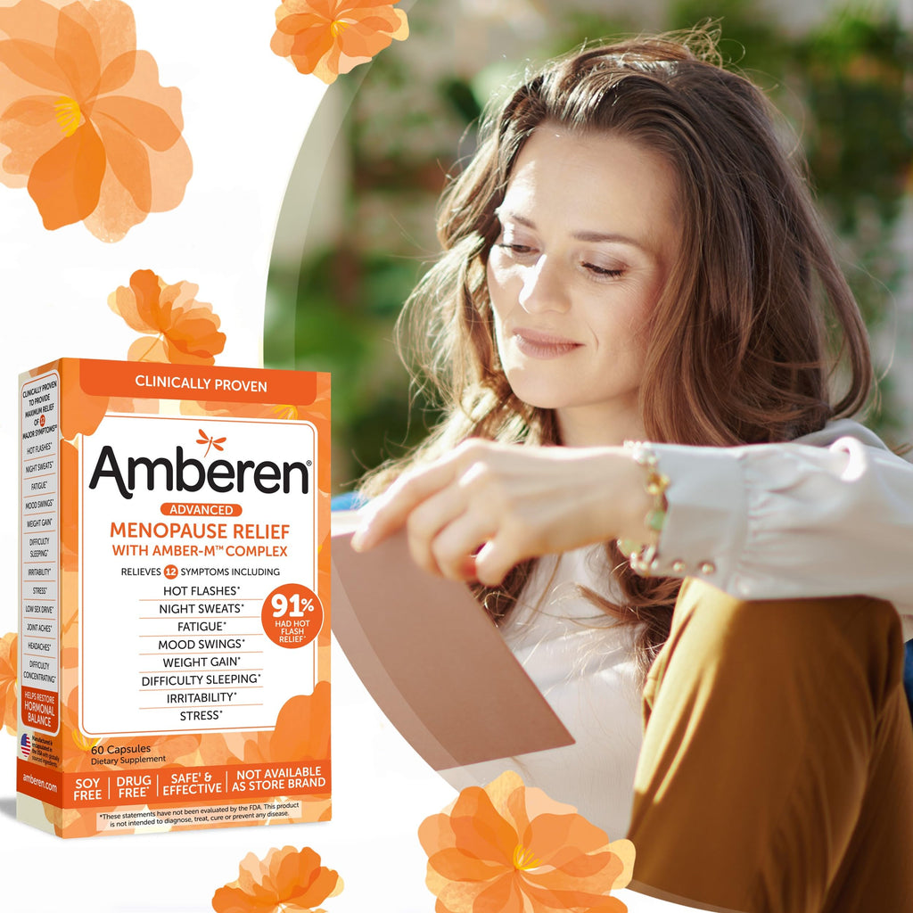 Amberen Menopause Supplements for Women, Multi-Symptom Relief, Helps Support Hormone Balance, Hot Flashes & Night Sweats, Sugar