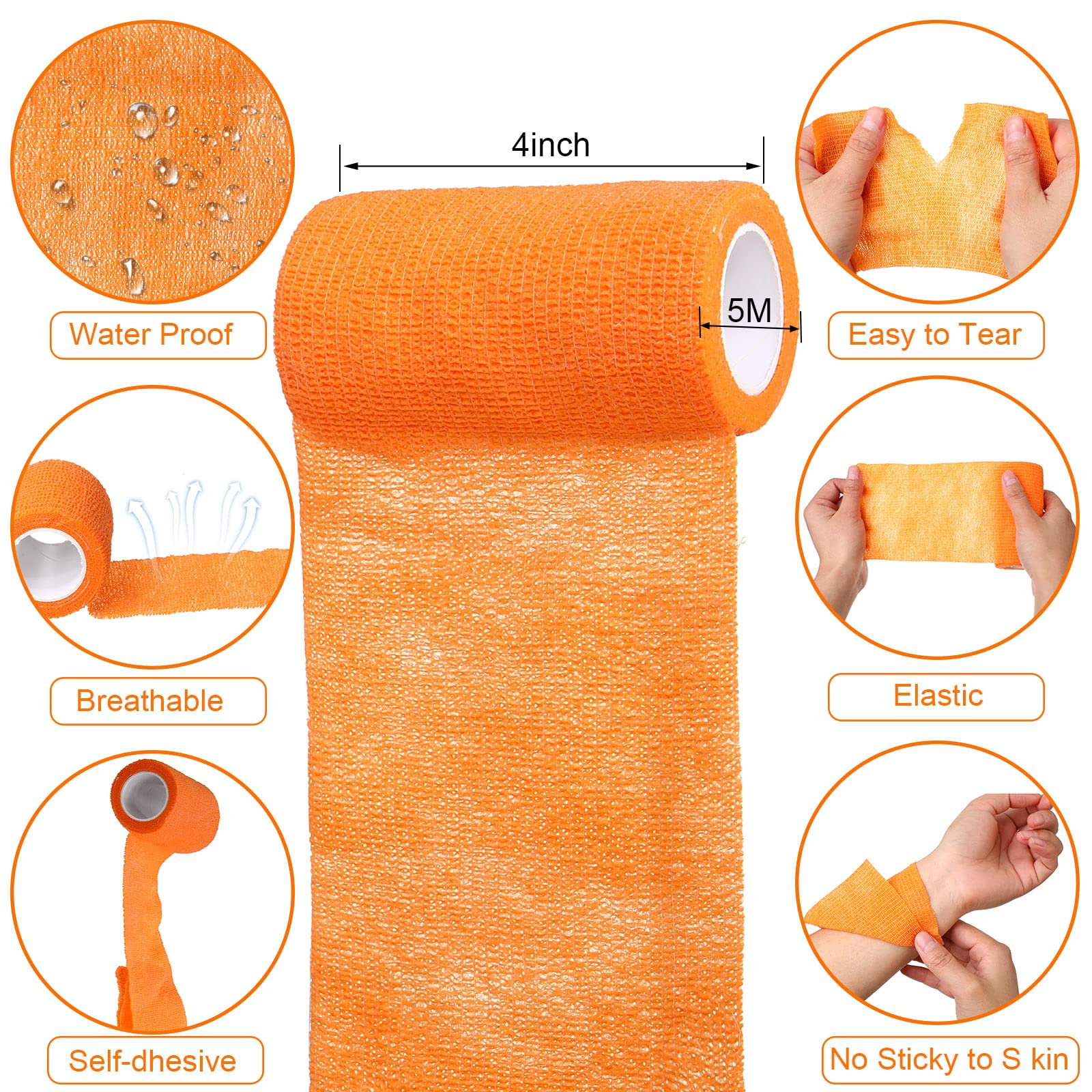 36 Pcs Self Adherent Bandage Wrap Breathable Cohesive Bandage Elastic Adhesive Tape for Stretch Athletic Sports Wrist Ankle, 4 I