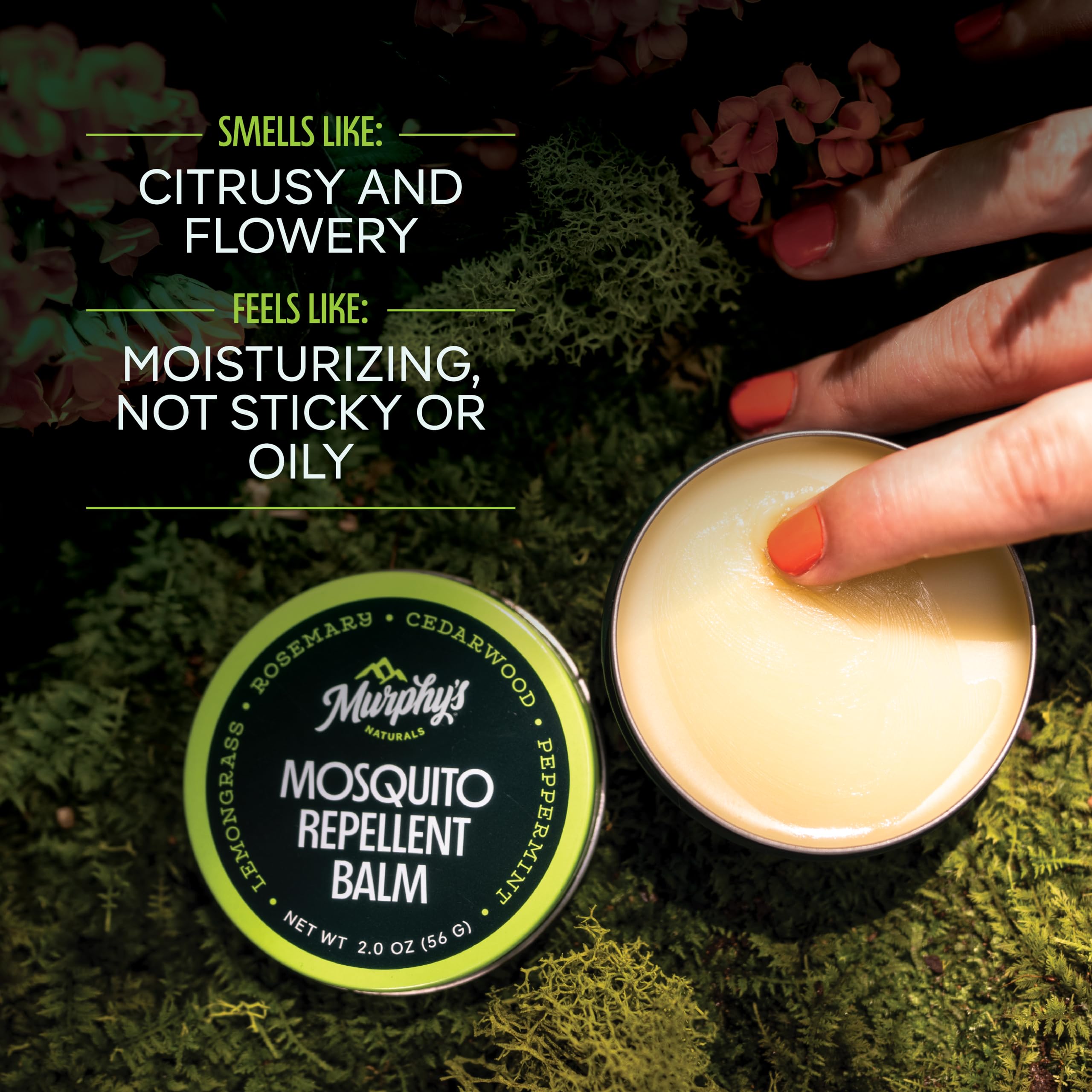 Murphys Naturals Mosquito Repellent Balm for Outdoor Patio, Hiking, Camping, Plant-Based Ingredients Cedarwood, Lemongrass and