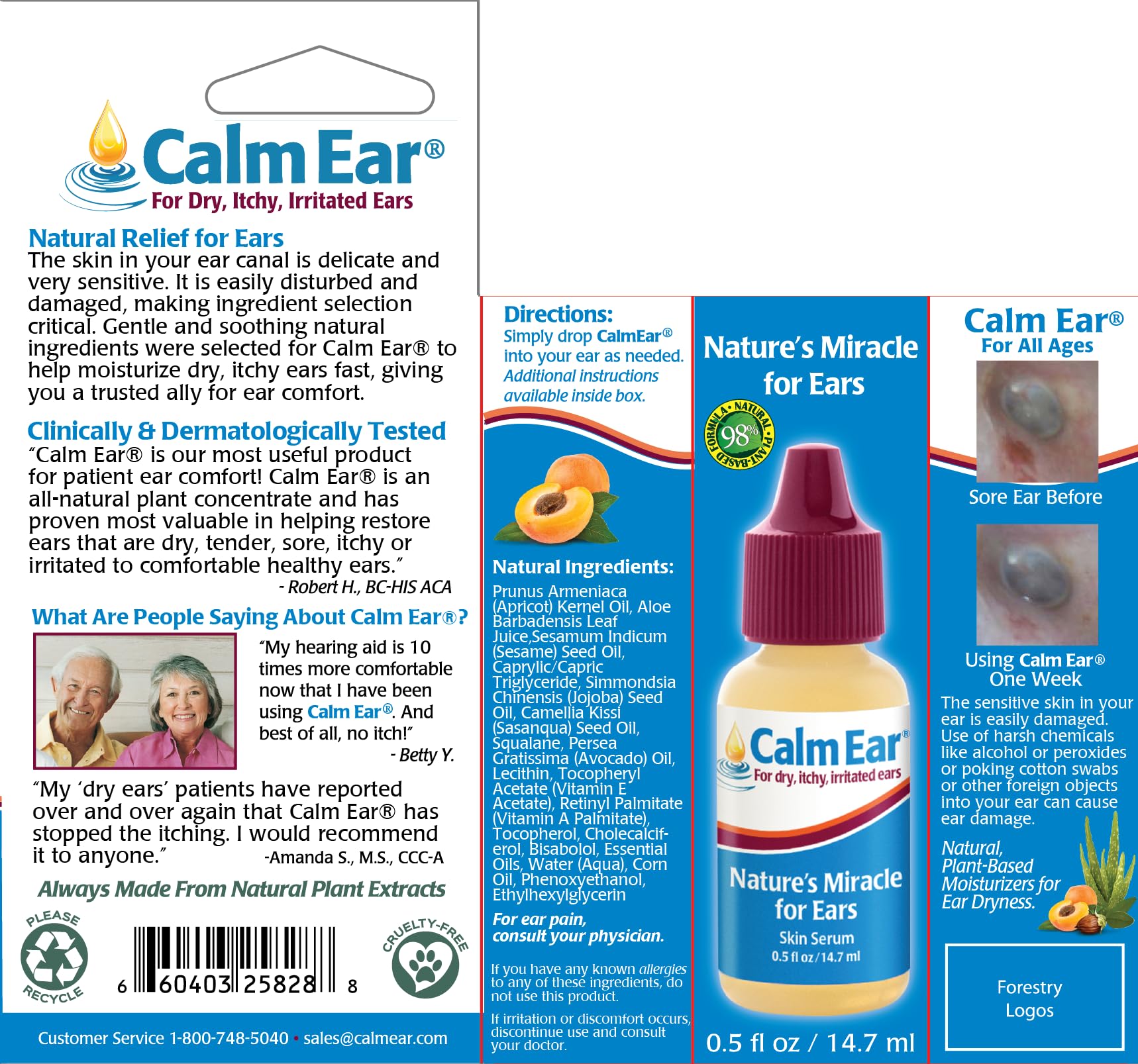 Calm Ear, Ear Drops for Itchy Ears, Clogged Ears, Irritated Ears, Dry Ears. All Natural Ear Oil for, Babies, Kids, Adults, Cats