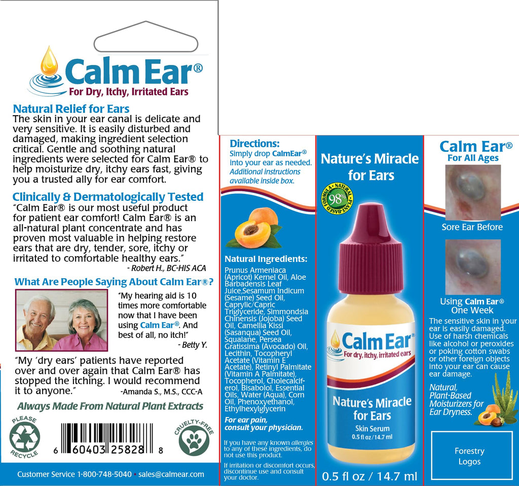 Calm Ear, Ear Drops for Itchy Ears, Clogged Ears, Irritated Ears, Dry Ears. All Natural Ear Oil for, Babies, Kids, Adults, Cats