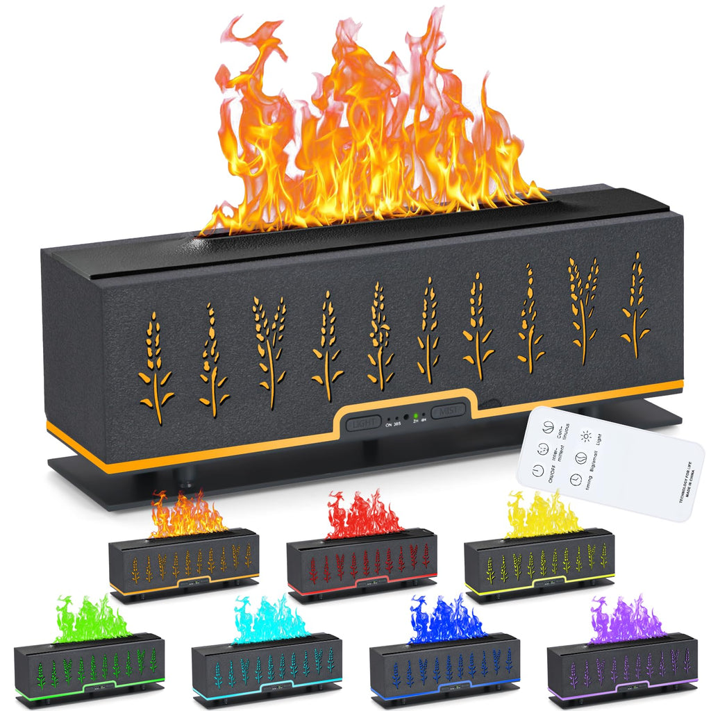 PANGPENG Colorful Essential Oil Diffuser, 7 Colors Flame Fire Diffuser, 200ML Ultra-Quiet Aromatherapy Diffuser with Remote Cont