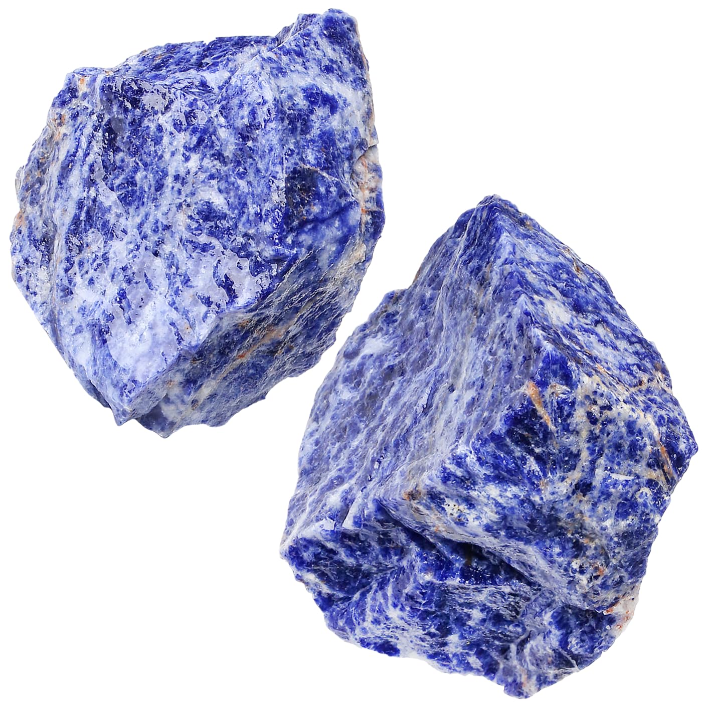 NUKAYAI 2Pcs Sodalite 1.8-2.2 Large Crystals and Healing Stones Raw Natural Blue Sodalite Rough Rocks Healing Crystal for DIY Po