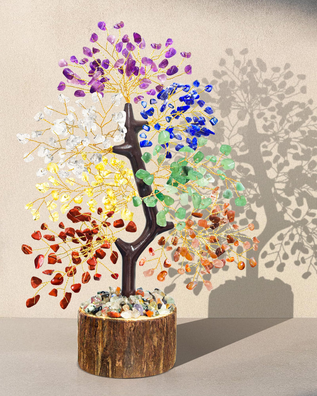 Crystal Tree of Life - 7 Chakra Tree, Christmas Birthday Gifts for Women, House Warming Gift, Chakra Healing Crystals Positive E