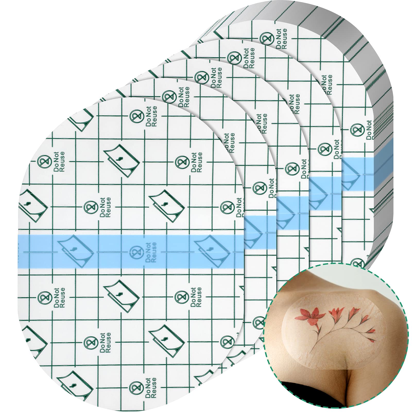 Nuanchu 50 Pcs Transparent Waterproof Bandage Adhesive Transparent Dressings Waterproof Film Dressing Clear Dressing Tape Stretc