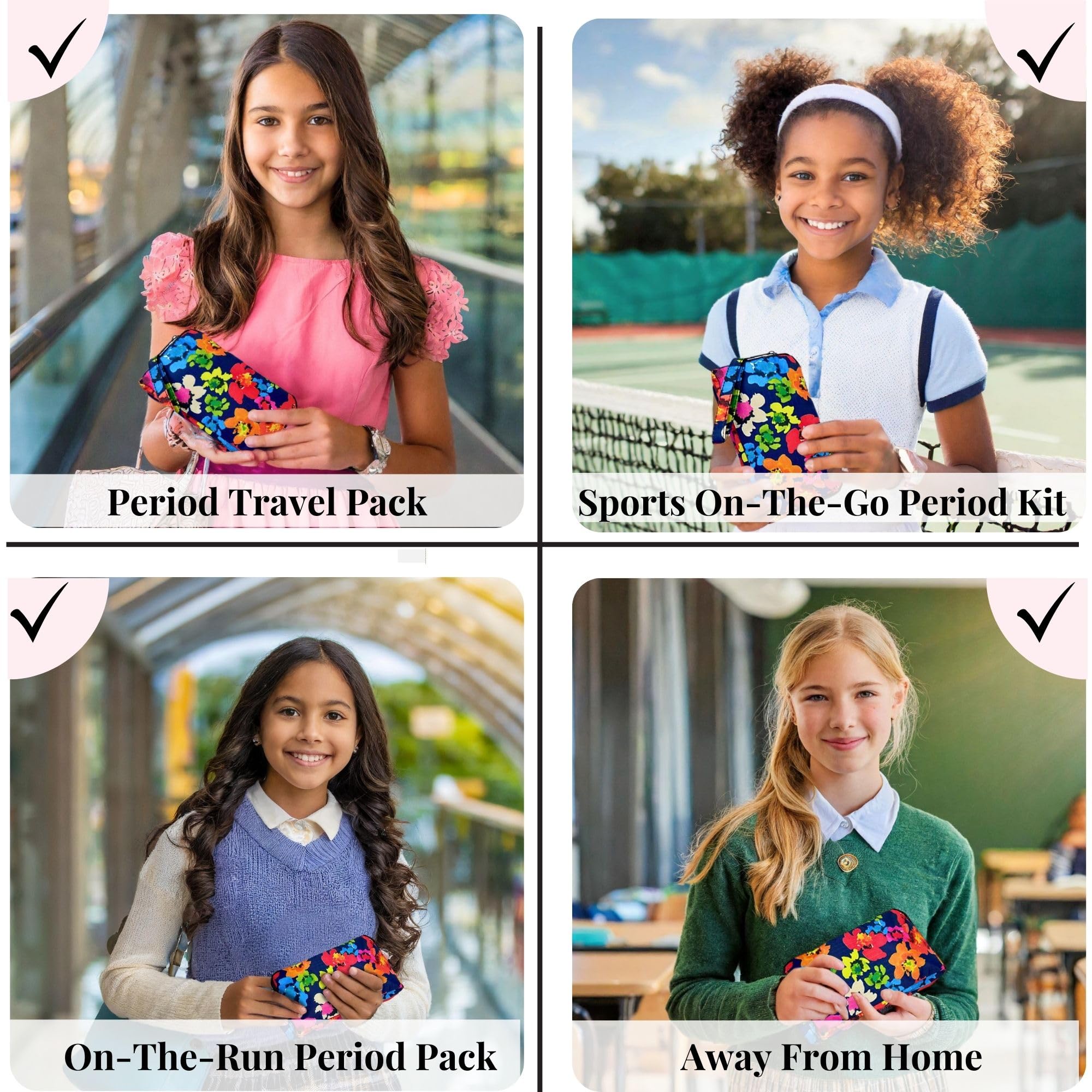 First Period Pal Pack to-Go Kit | 26 pcs | First Period Kit for Tweens | Teen Period Kit| Discrete Period Bag, Pads, Panty Liner