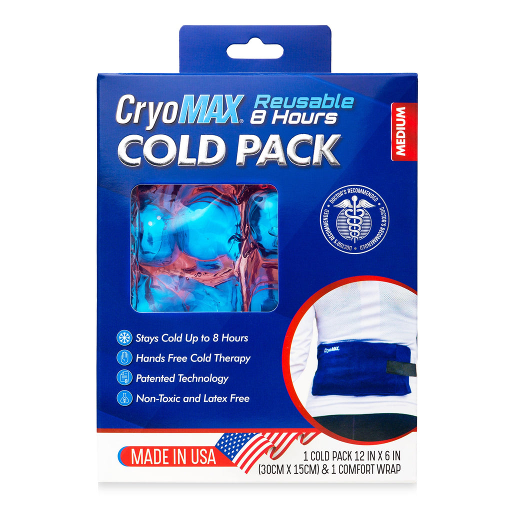 Cryo-Max Cold Pack, 8 Hour Reusable Cold Therapy Ice Pack for Elbows, Knees, Neck + More, Medium, 6 x 12 (1 Count)