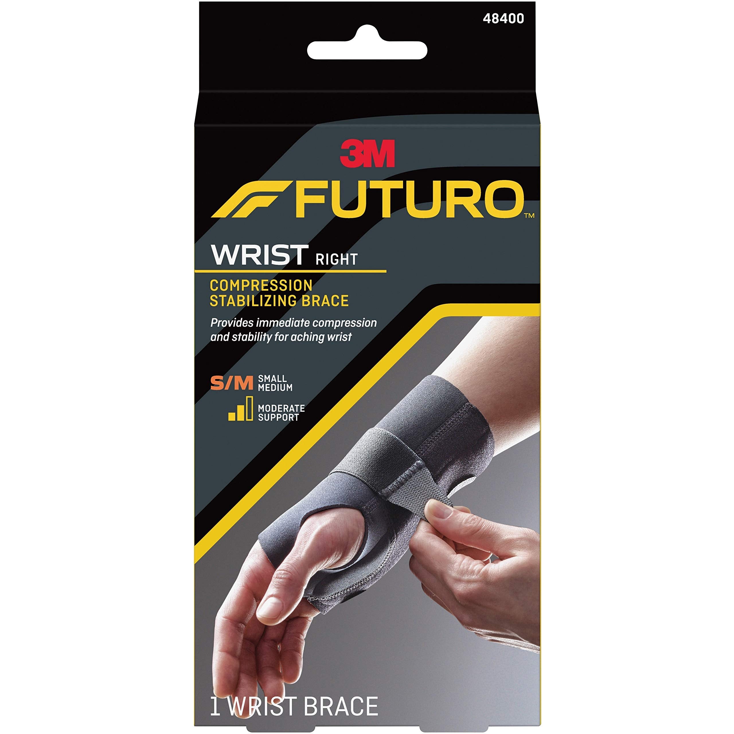 FUTURO 48400EN Energizing Wrist Support, S/M, Fits Right Wrists 5 1/2-Inch - 6 3/4-Inch , Black